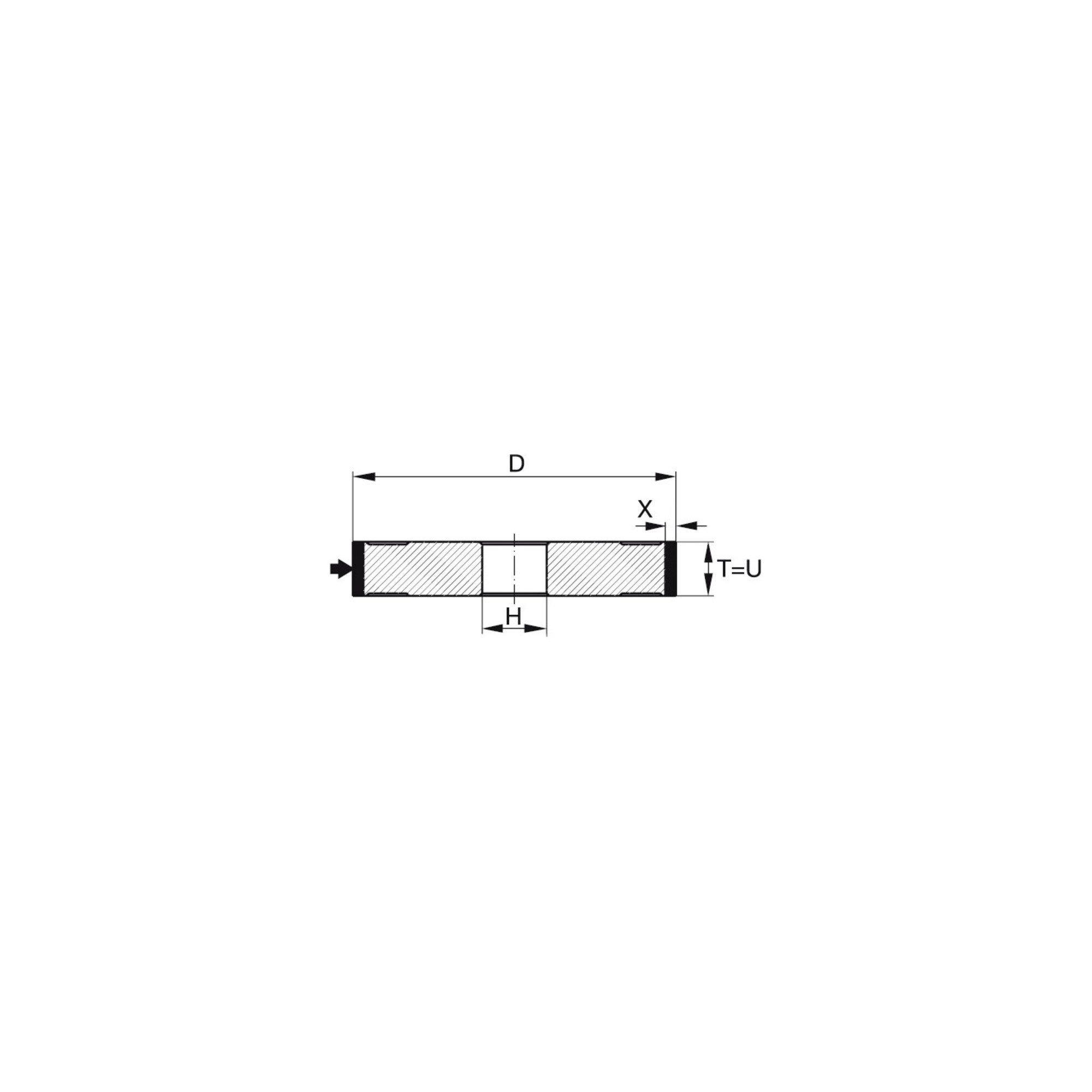 TYROLIT Schleifscheibe TYROLIT CBN-Teller-Schleifscheibe DxTxH (mm), 100x10x20, Typ: B126, 59