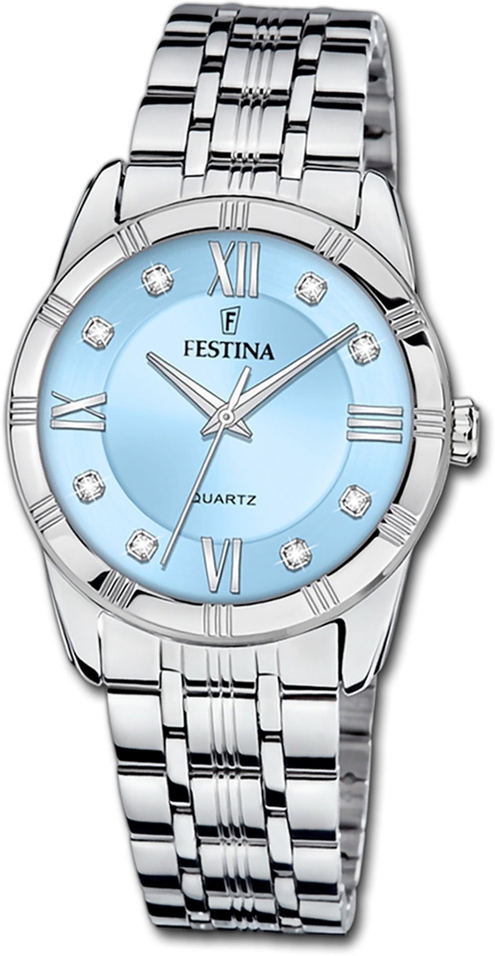 Festina Quarzuhr Festina Damenuhr Mademoiselle, Damenuhr Edelstahlarmband silber, rund, mittel (ca. 32mm)