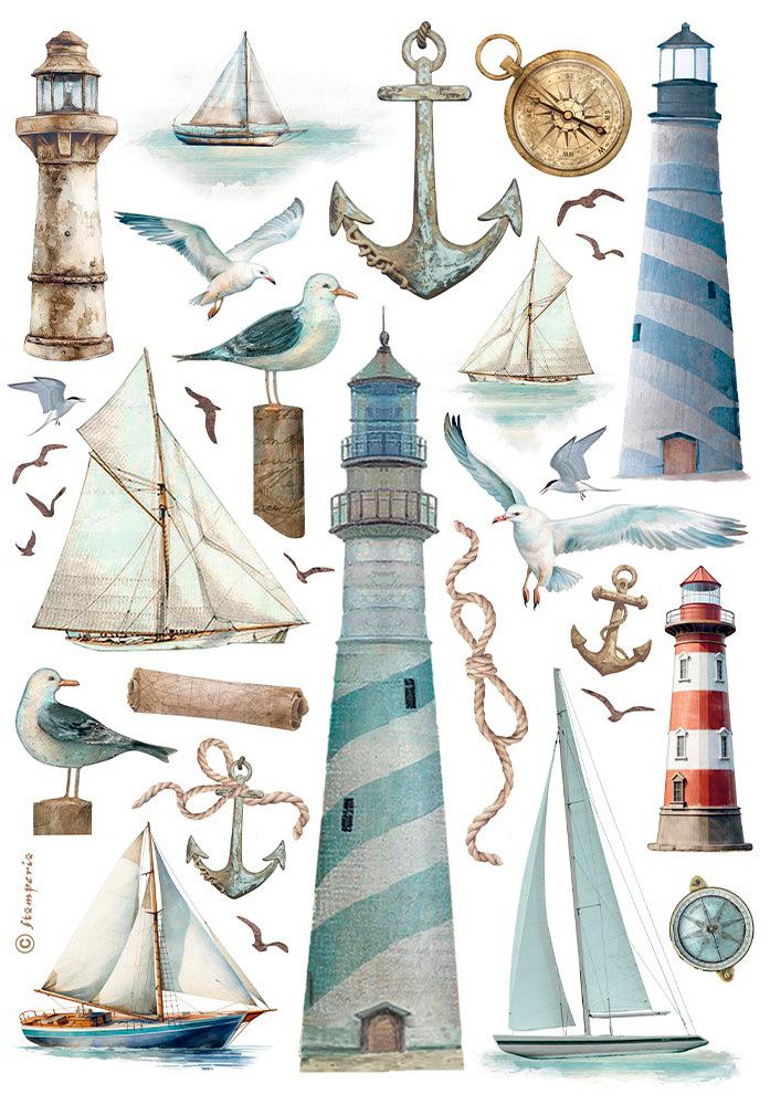Stamperia Seidenpapier Lighthouse, DIN A4