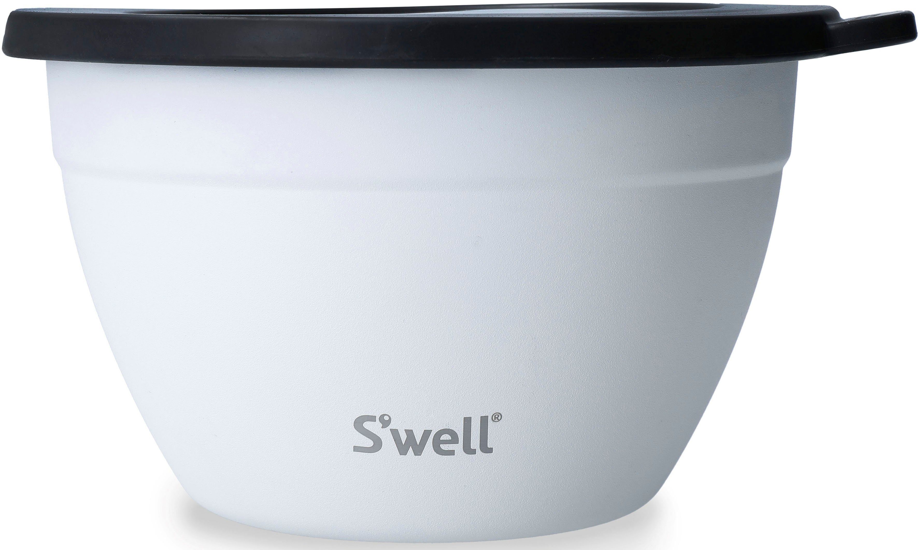 S'well Salatschüssel S'well Calacatta Gold Therma-S'well®-Technologie weiß Edelstahl, (3-tlg), Salad Außenschale Kit, Bowl vakuumisolierten mit 1.9L