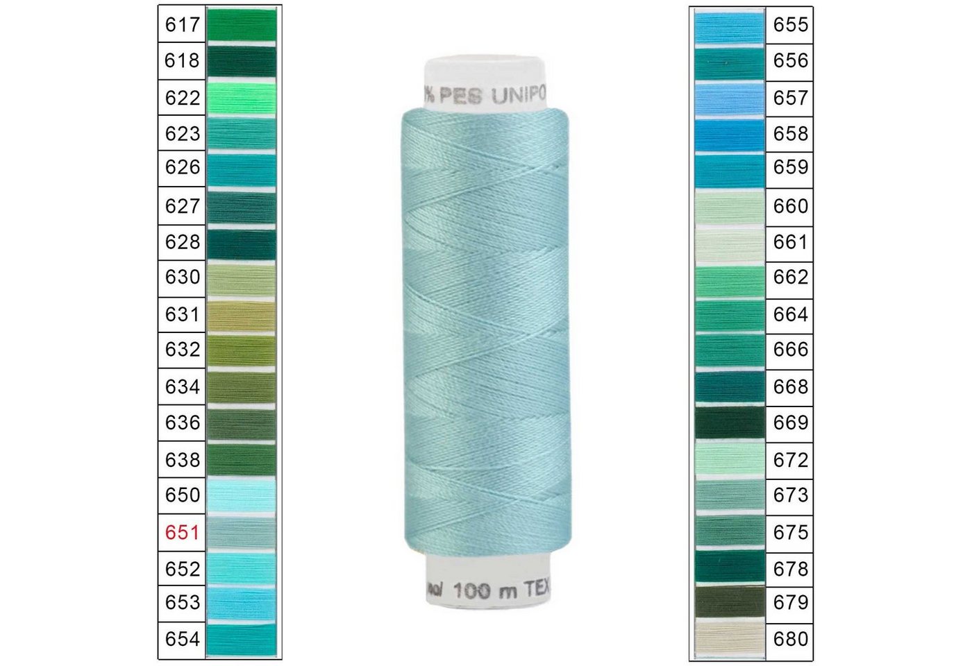 Thumbnail - maDDma Nähgarn 100m Unipoly 120 TEX14x2 4v6 Farbwahl Nähgarn, 100 m, 651