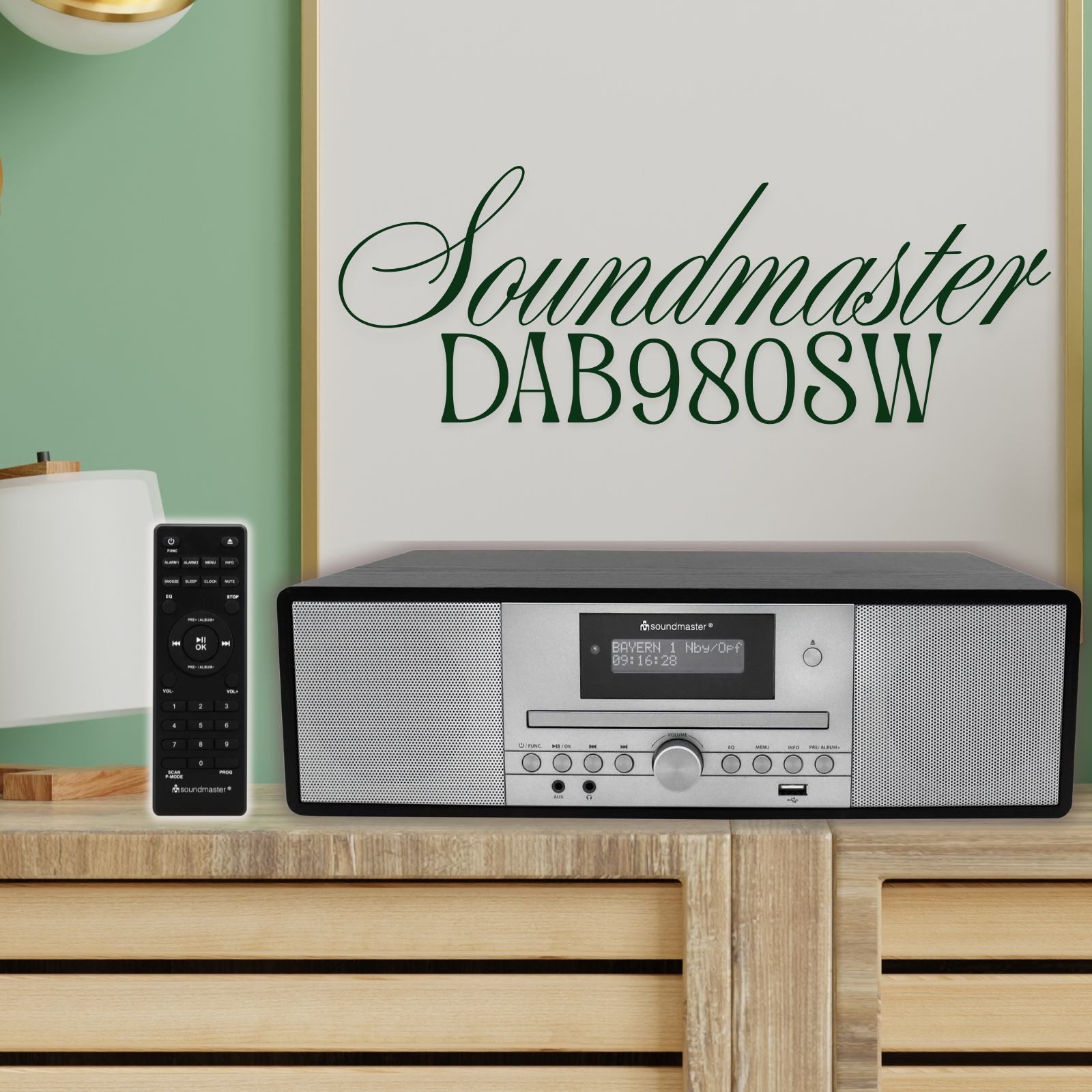 Soundmaster DAB980SW Kompaktanlage DAB+ UKW CD‑MP3 USB Bluetooth Wecker Hörbuch Microanlage (20 W, DAB+, FM, CD-Player, Bluetooth 5.3, Holz, LCD-Display)