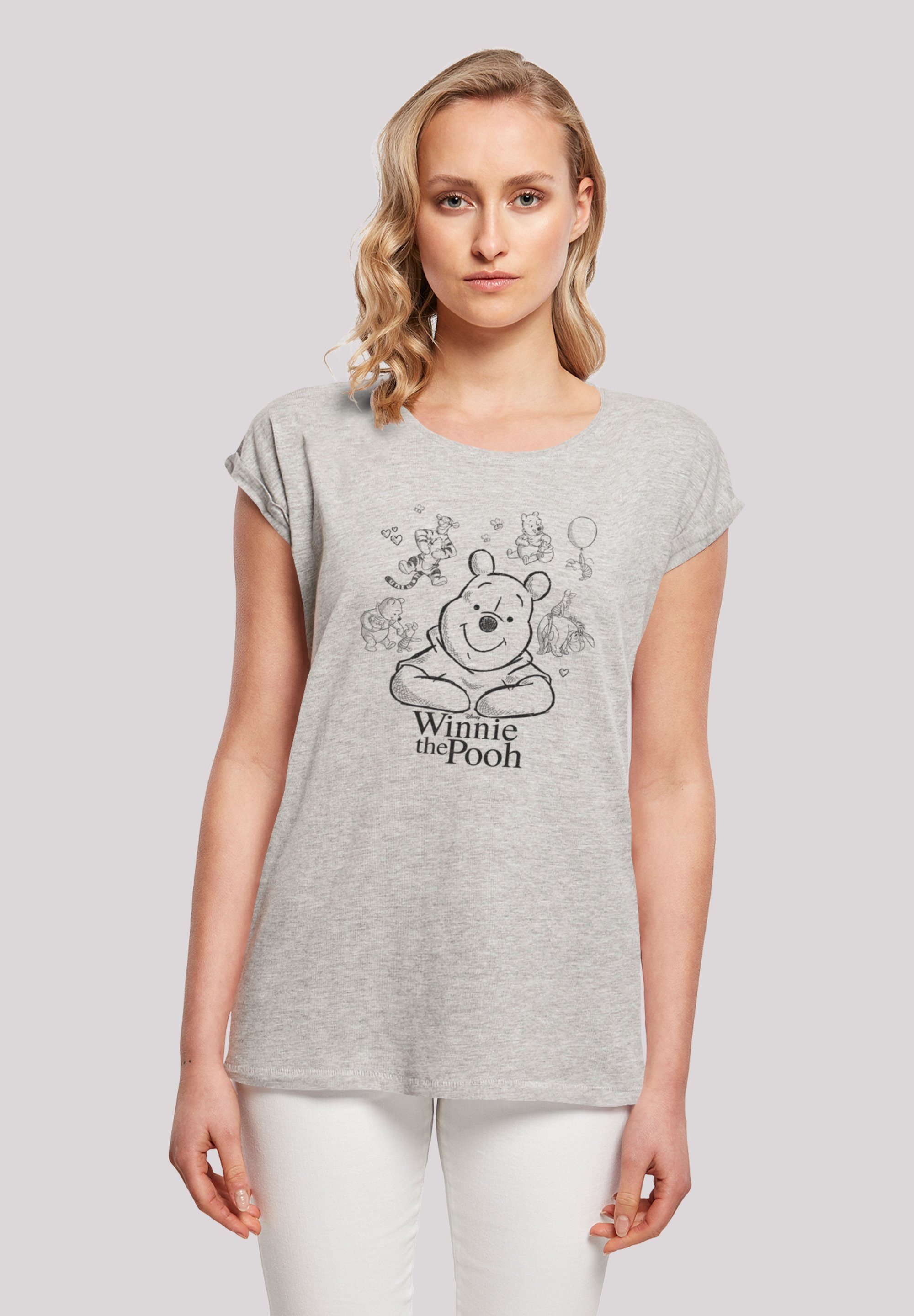 F4NT4STIC T-Shirt Winnie Puuh Der Bär Collage Sketch Print heather grey | T-Shirts