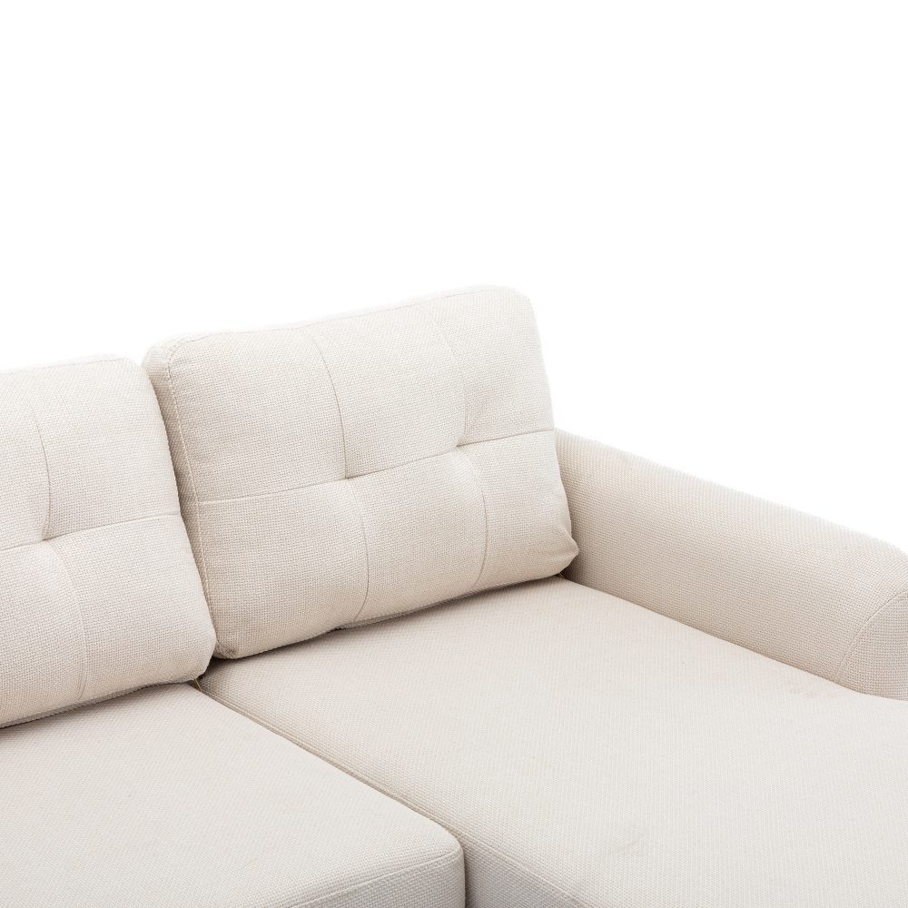 BlingBin L-Form Beige Eckcouch mit Beige mit Couch Teile, Ecksofa | in Set 1er Couch Stauraum, Hocker mit 1 Polsterecke Schlaffunktion, Stauraum-Chaise, Sofa