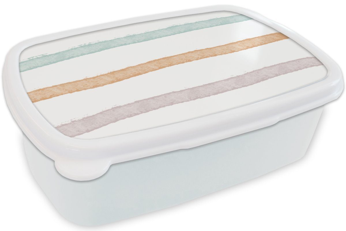 Pastell Jungs Regenbogen Erwachsene, Lunchbox Kinder weiß (2-tlg), und Muster, für MuchoWow Brotdose, Mädchen Linie - Kunststoff, - Brotbox für - und