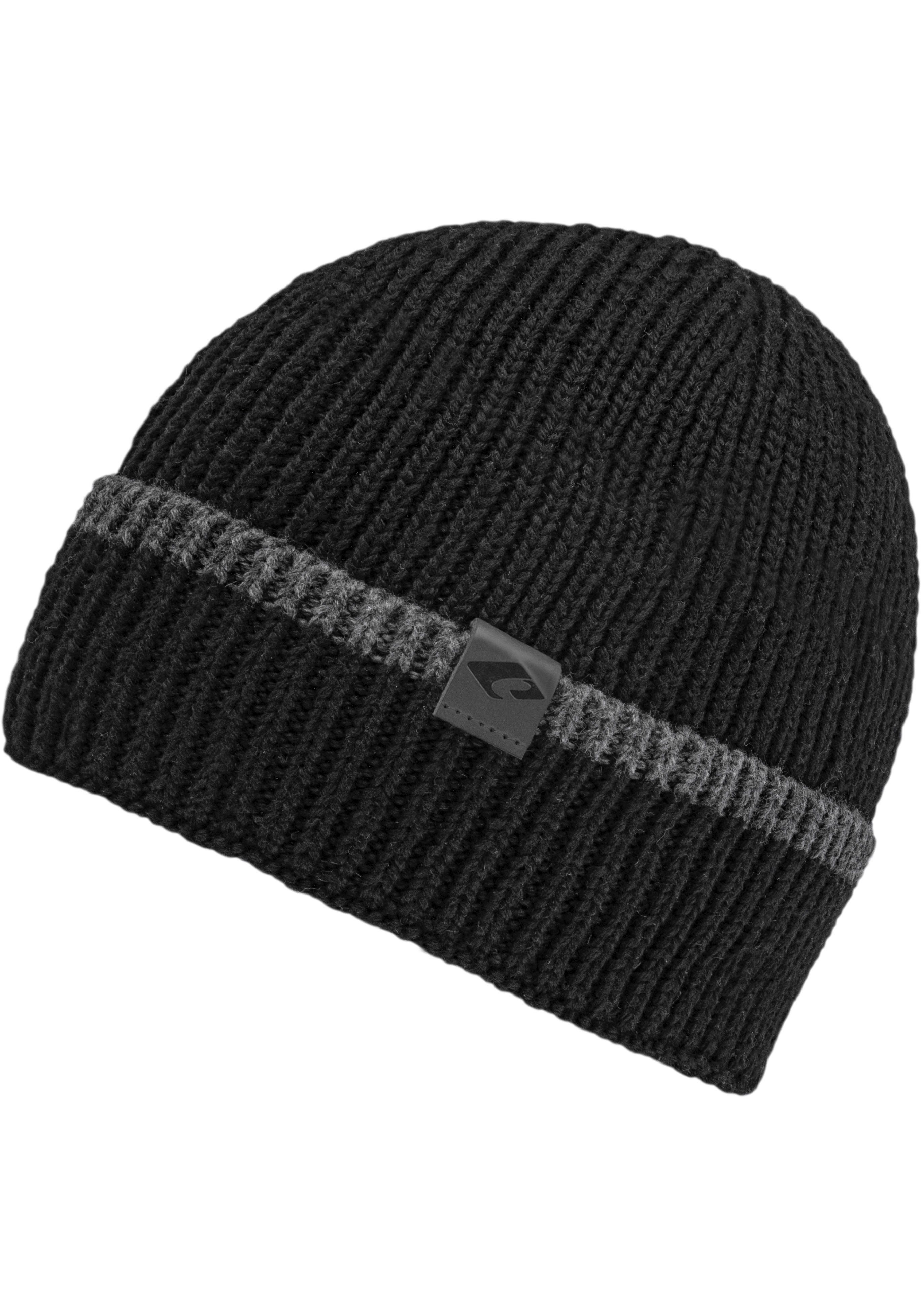 chillouts Strickmütze Pascal black Kontrastfarbener Rand Hat