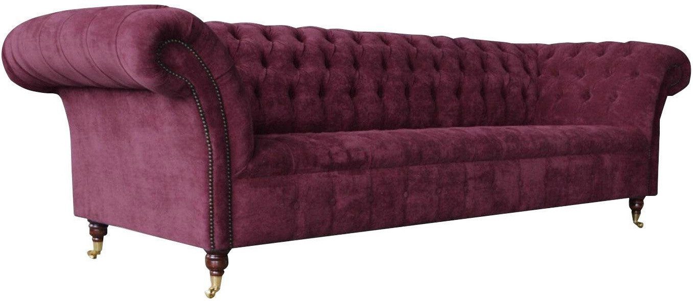 Xlmoebel Chesterfield-Sofa Chesterfield Sofa in Bordeaux mit robustem Massivholzgestell, Hergestellt in Europa