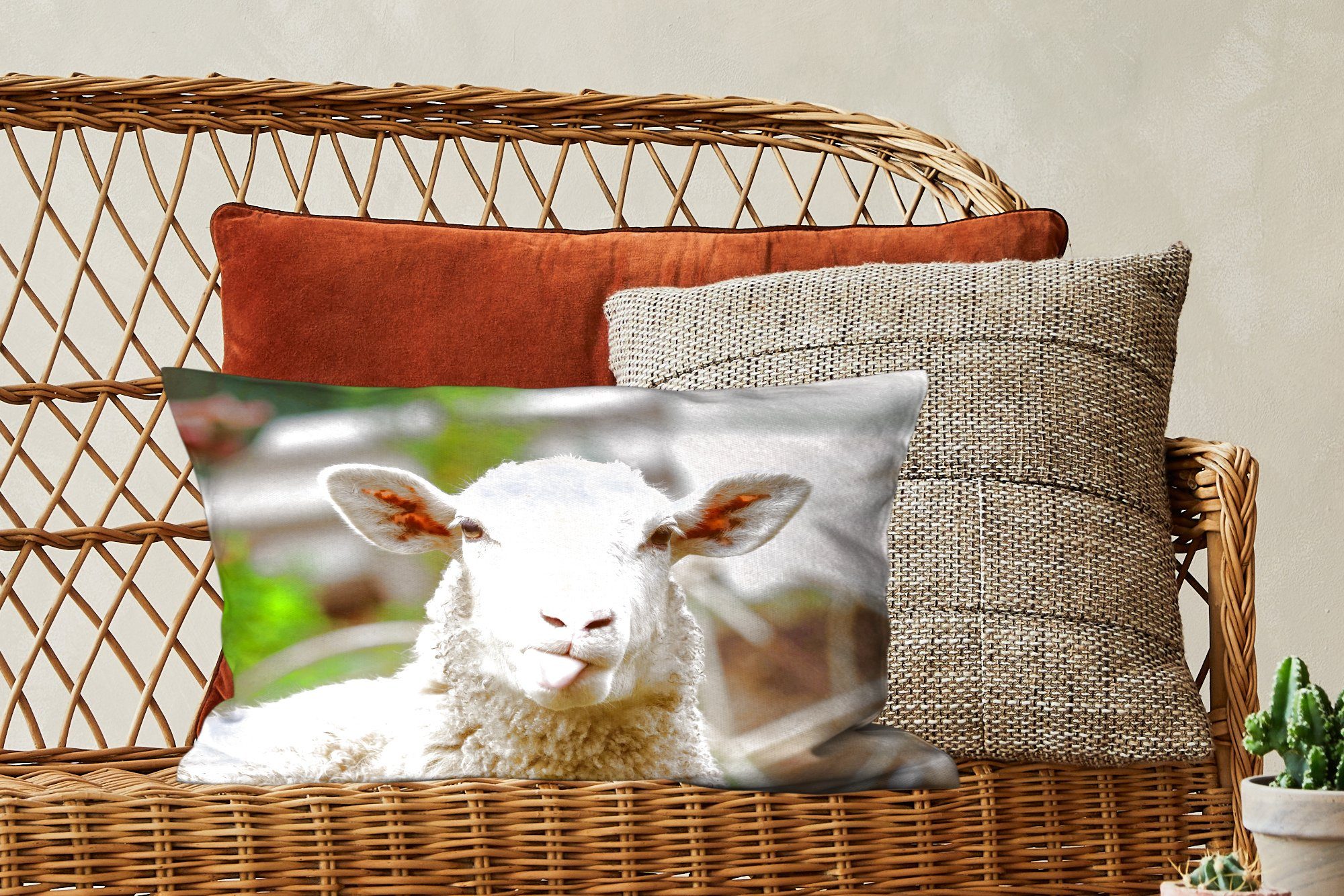- Schlafzimmer Dekokissen - Wolle, Zierkissen, Tiere Füllung, Dekoration, mit Schafe Dekokissen Wohzimmer MuchoWow