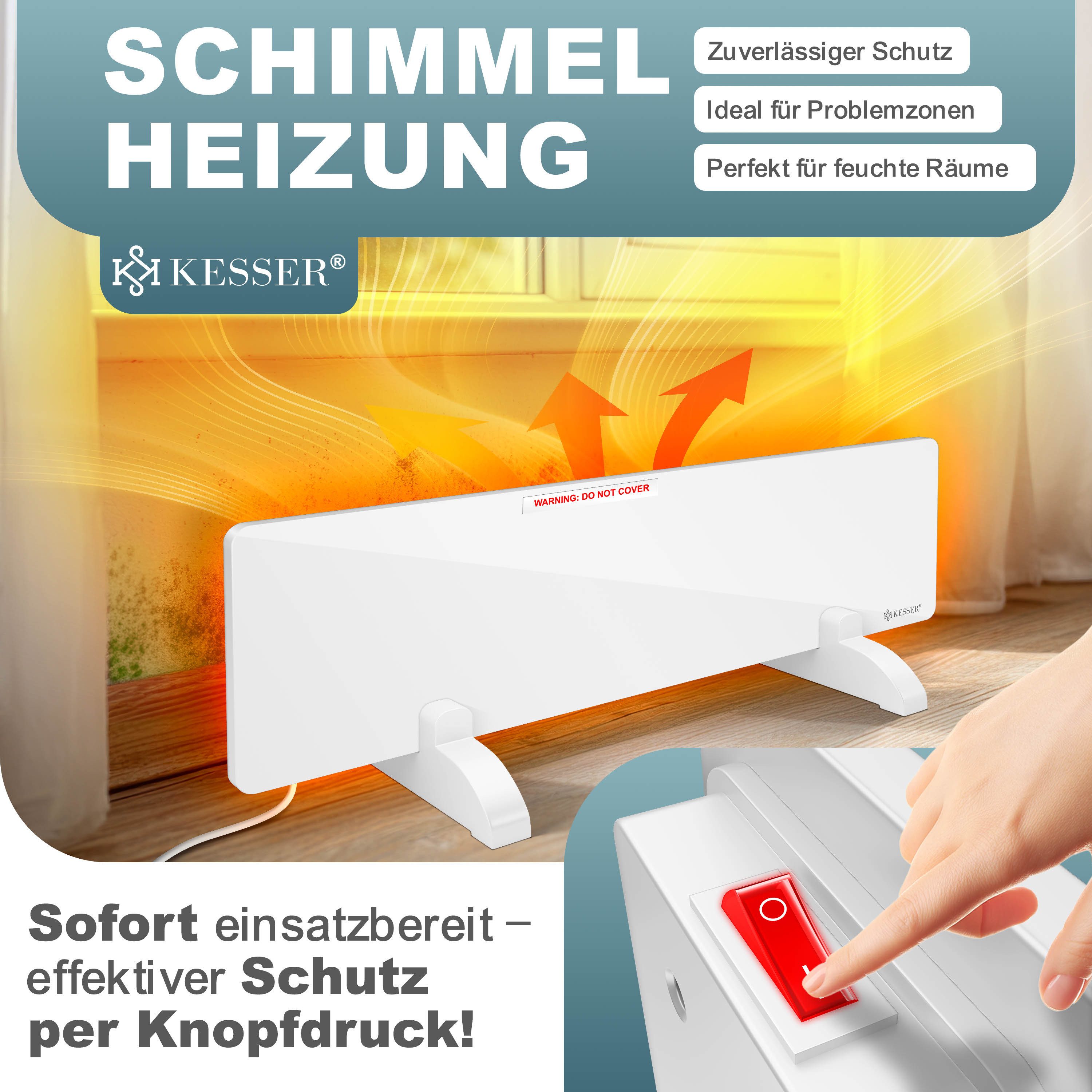 KESSER Infrarotheizung Anti Schimmel Heizung 50W Infrarot Bad & Wandheizer Schimmelentferner, Wandheizung Alternative zu Anti Schimmelspray Schimmelfrei ohne Chemie