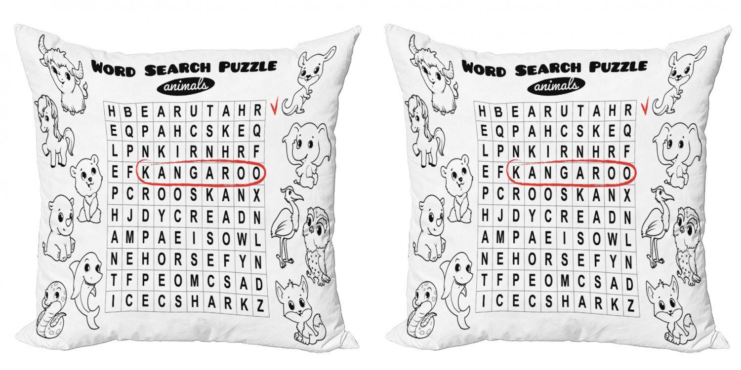 Kissenbezüge Modern Accent Doppelseitiger Digitaldruck, Abakuhaus (2 Stück), Word Search Puzzle Tiernamen