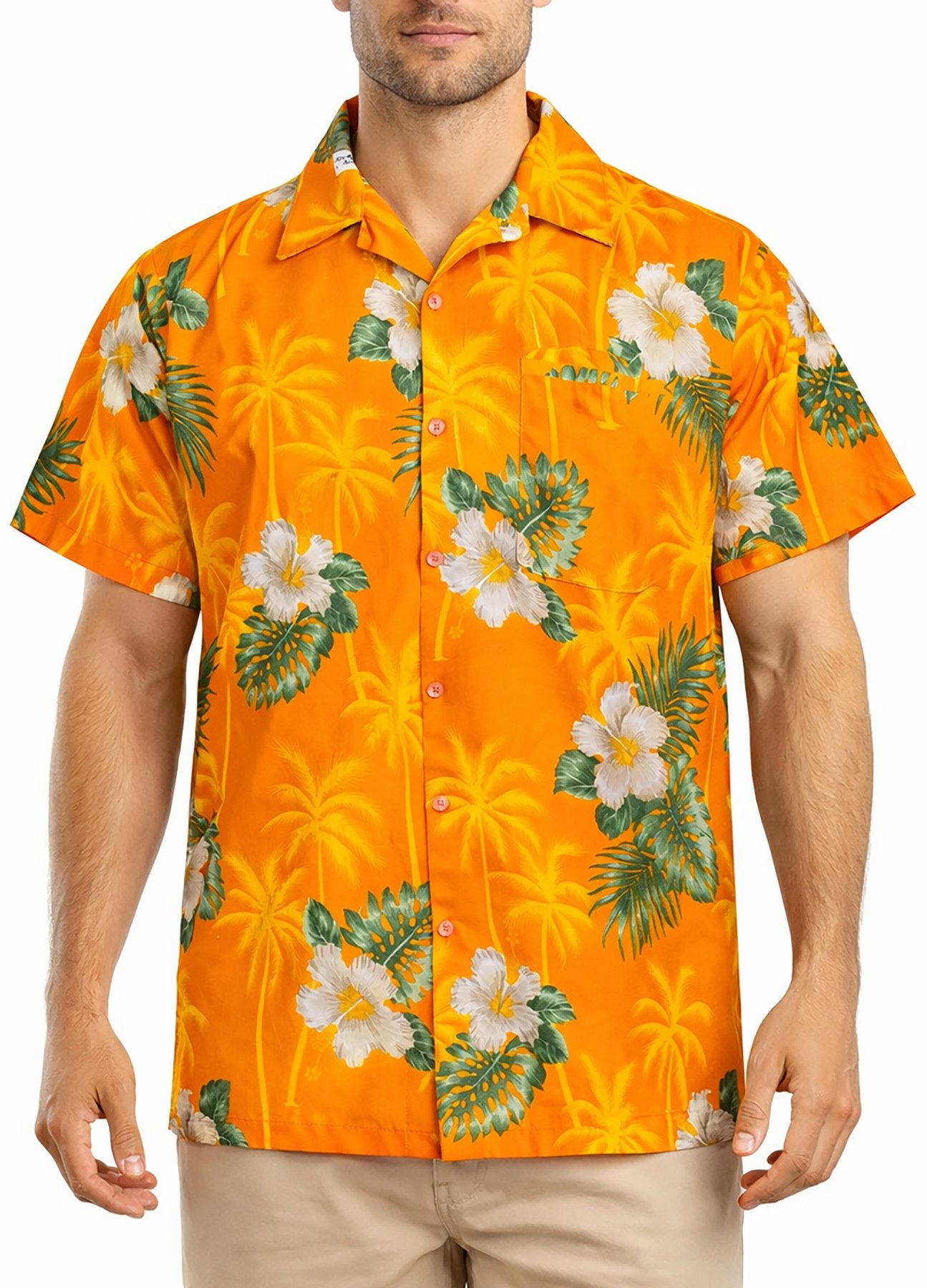 King Kameha Hawaiihemd "Small Flower" Funky Hawaii-Hemd Herren Kurzarm Fronttasche Sommerhemd