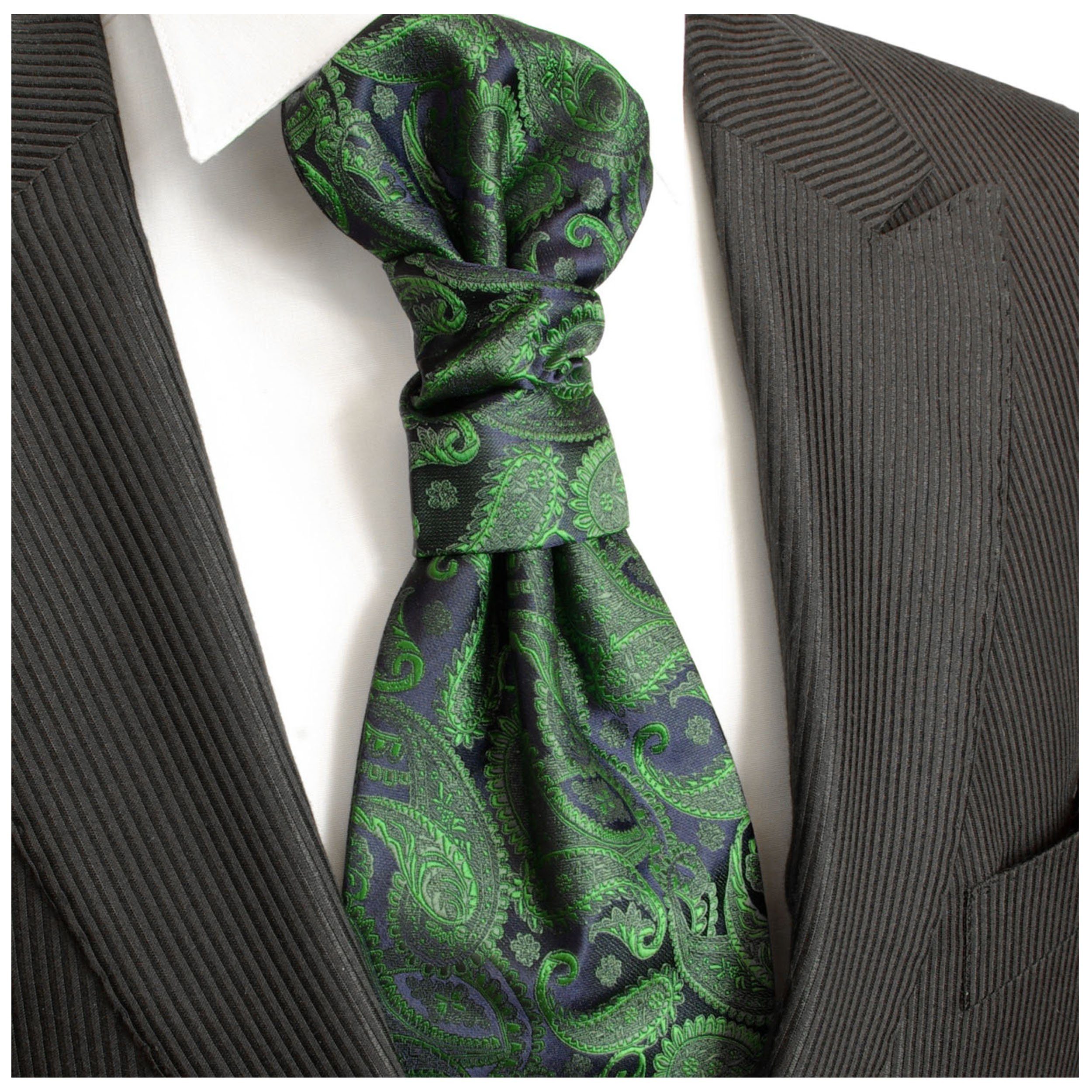 Paul Malone Krawatte - v14 vorgebunden Hochzeitskrawatte Plastron Herren grün Elegantes paisley