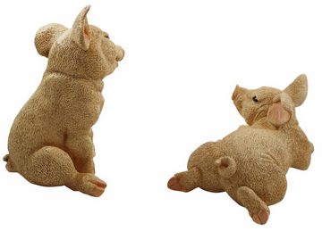 Castagna Tierfigur Dekofigur 2 Ferkel Schweinchen natur Castagna aus Resin H 10-22 cm