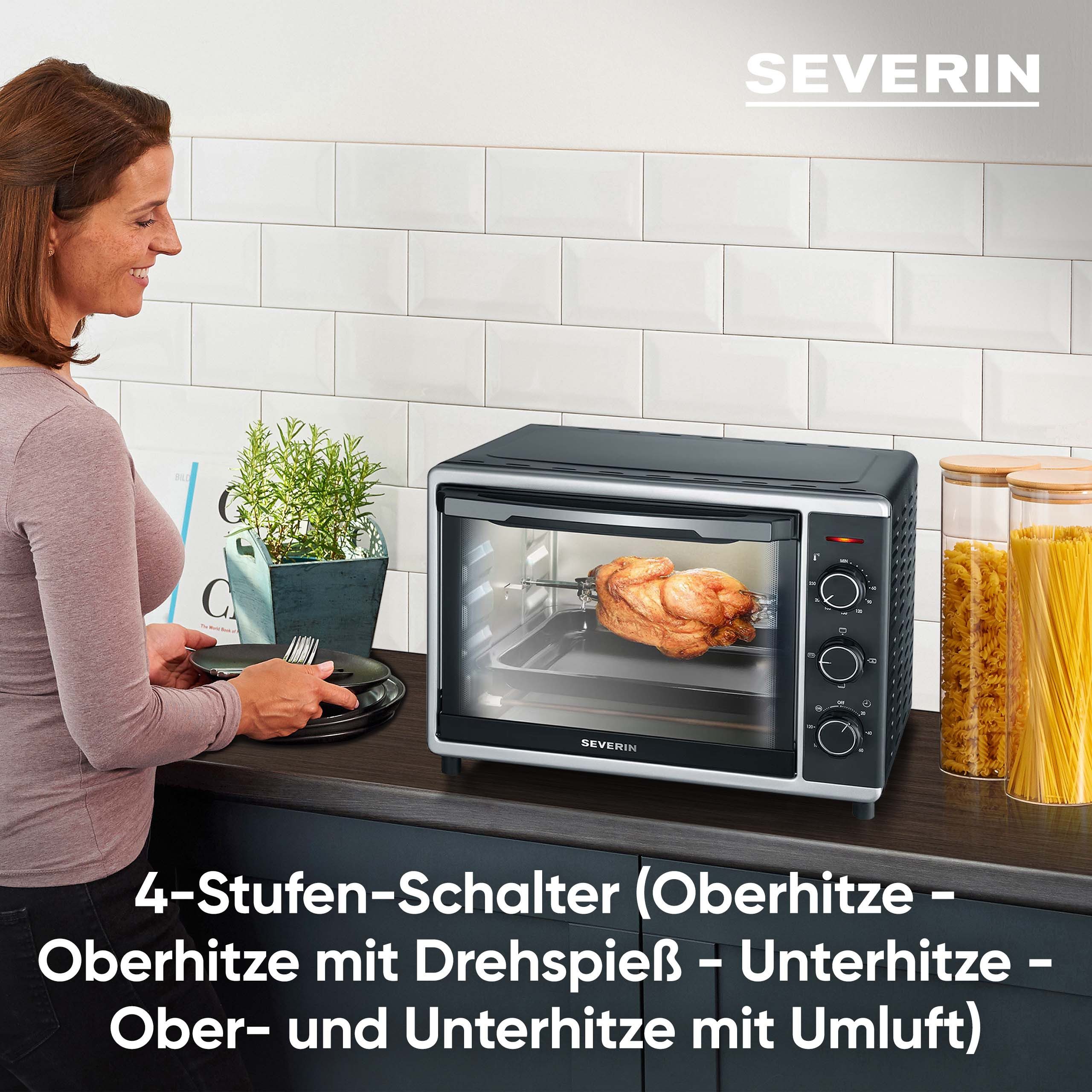 Severin Minibackofen TO 2056, Umluft, Ober- und Unterhitze getrennt oder kombiniert schaltbar