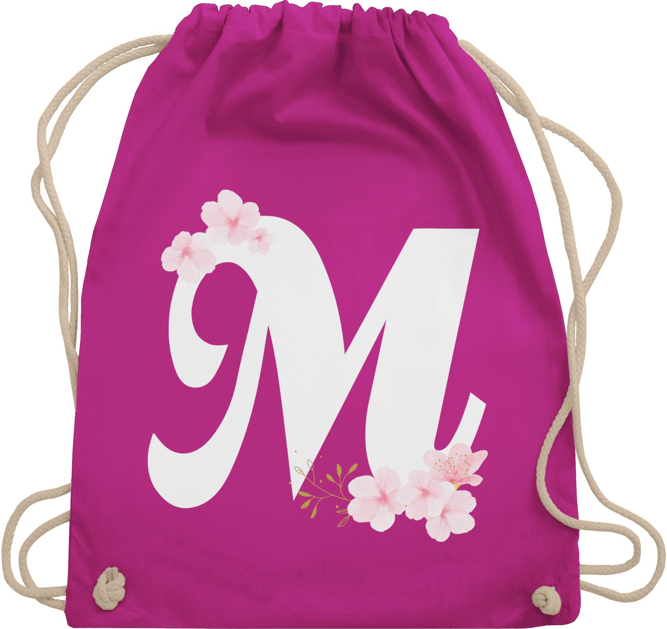 Shirtracer Turnbeutel Buchstabe M mit Kirschblüten, günstig online kaufen