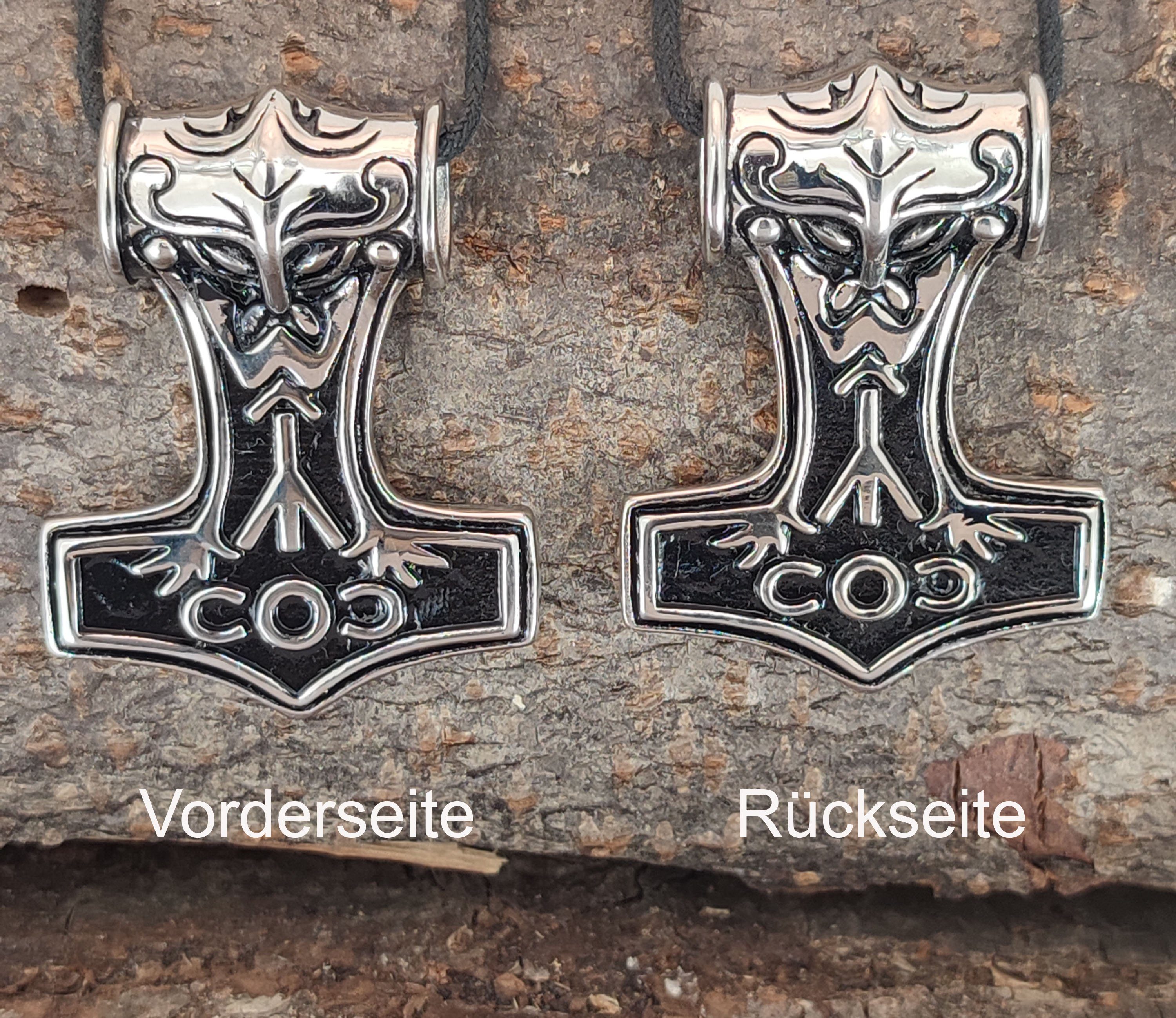 Thor horshammer of Kettenanhänger Mjölnir Hammer Edelstahl Leather Kiss Thorhammer Anhänger