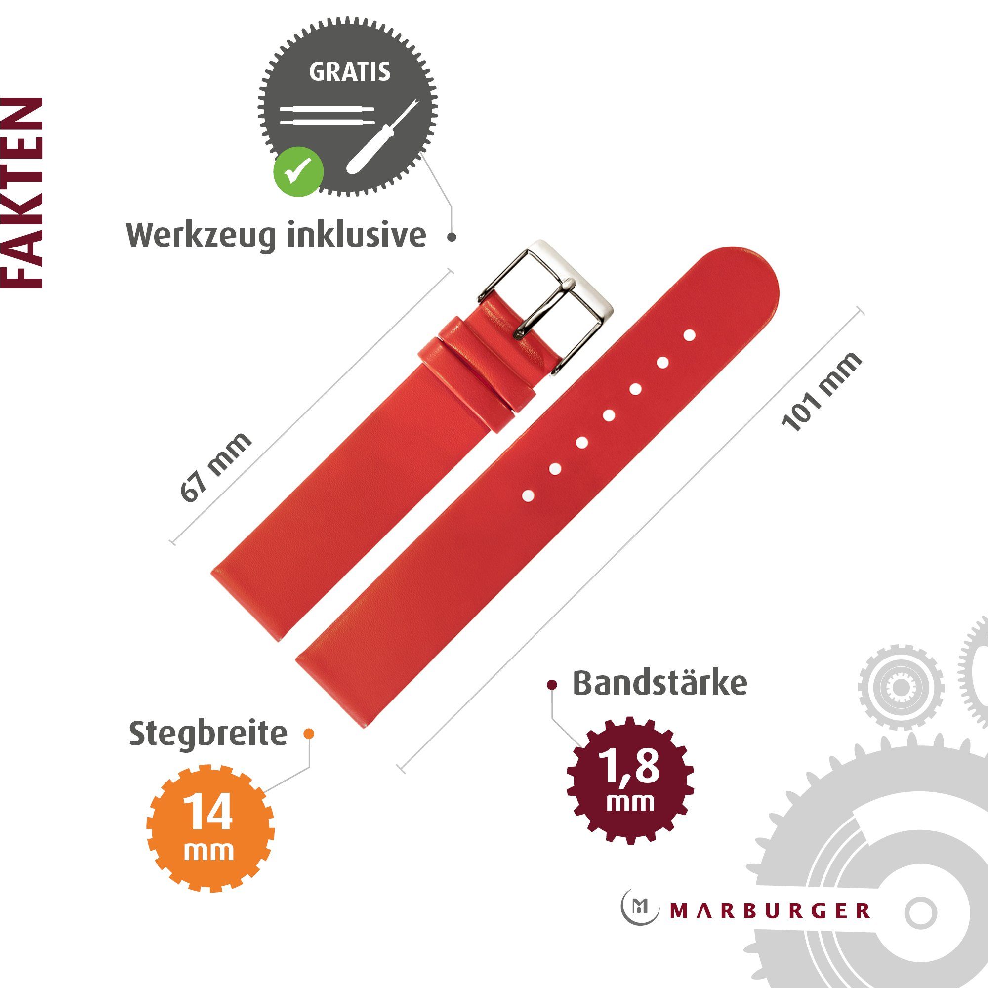 MARBURGER Uhrenarmband 14mm Leder