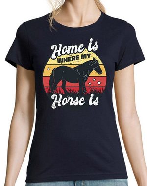 Youth Designz T-Shirt Home is Where My Horse Is Damen Shirt mit trendigem Pferde Frontprint