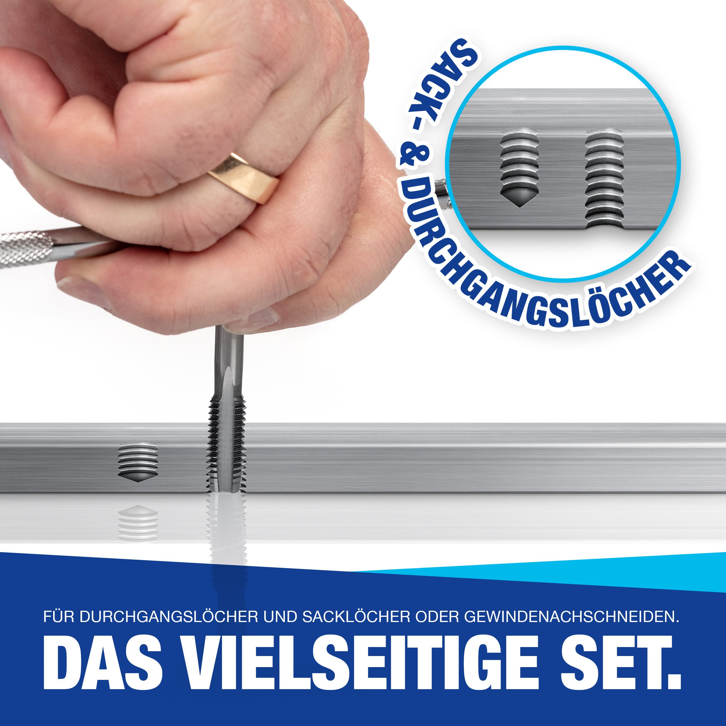 NTG Nutzfahrzeug Technik GmbH Gewindeschneider aus HSS Stahl 16 tlg. Gewindebohrer Set inkl. Aufbewahrungsbox, 16-tlg., mit Kernlochbohrer Satz – Bild 5 von 5