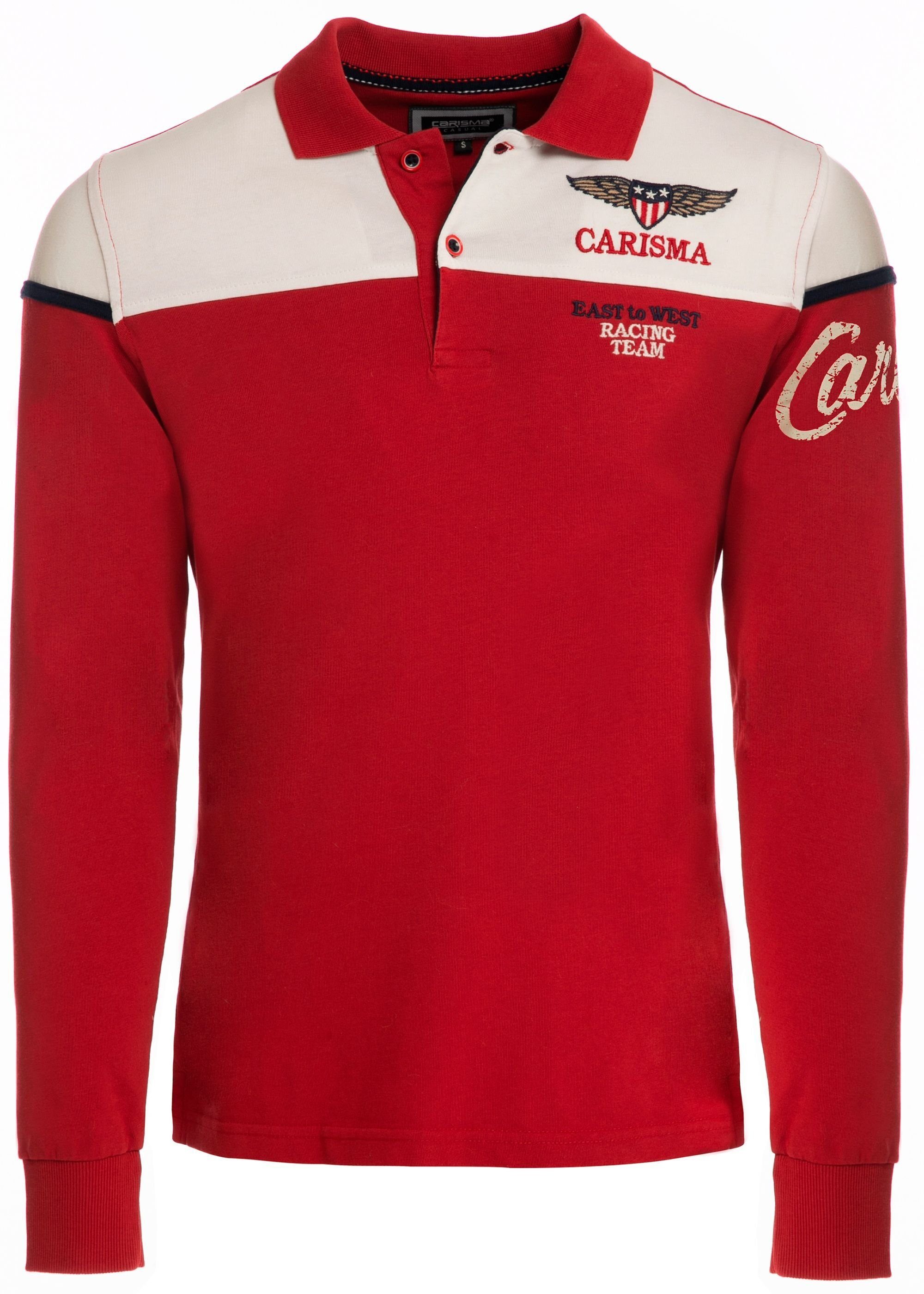 Stickerei Poloshirt CARISMA Team Red mit Rugby