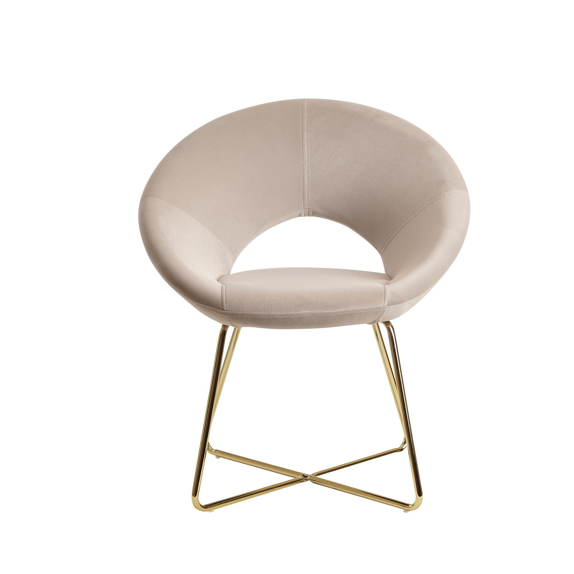 KADIMA DESIGN | Beige Küchenstuhl: Sitzschale NETO Samt, gepolsterte Metallbeine, Beige Esszimmerstuhl