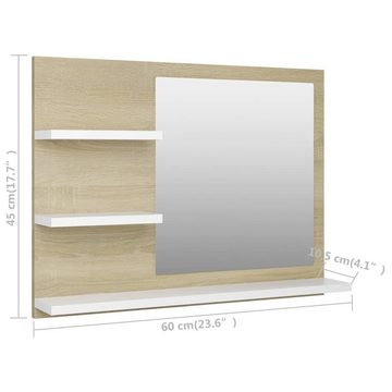 möbelando Wandspiegel Wörmlitz, in Weiß und Sonoma-Eiche. Abmessungen (BxHxT) 60x45x10,5 cm