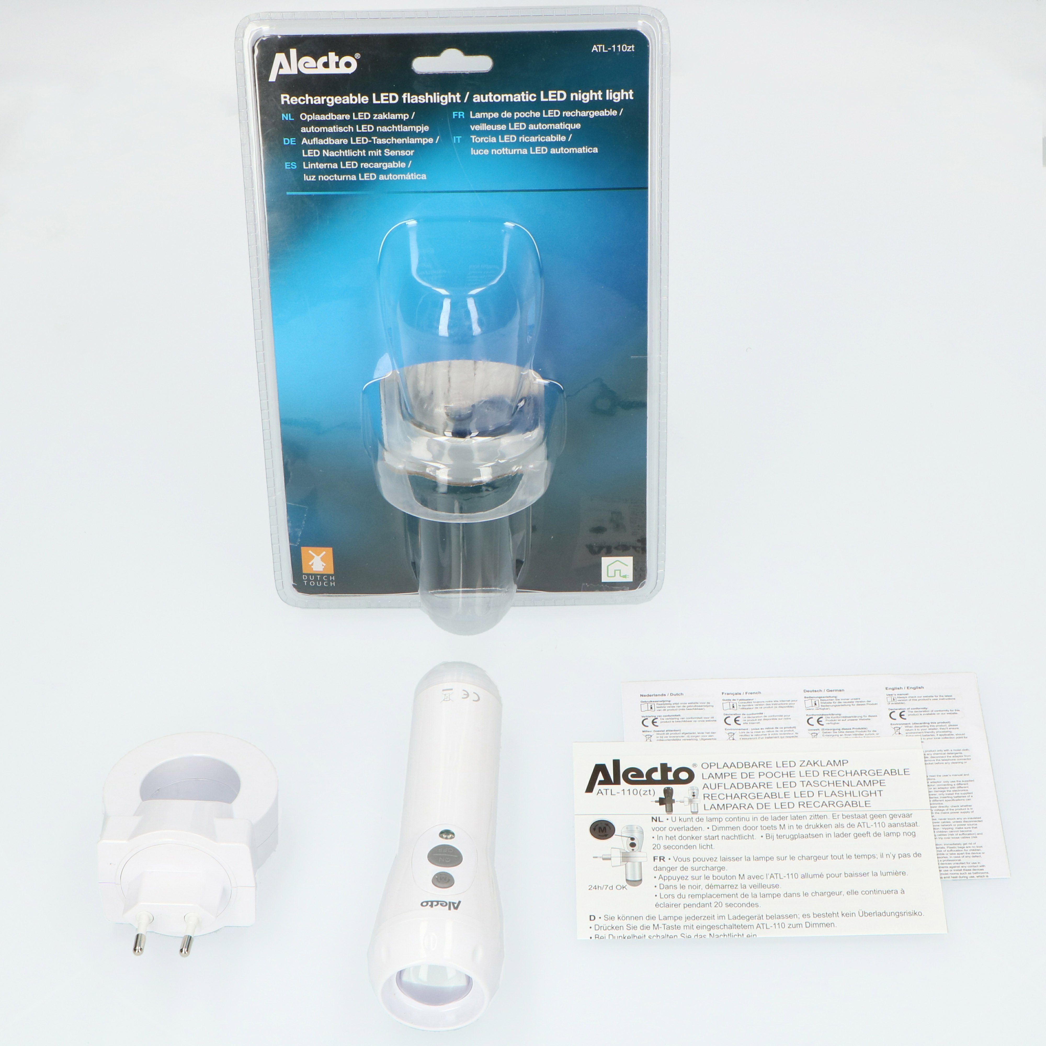 automatisch ATL-110, LED ein) Nachtlicht Stromausfall Alecto Notbeleuchtung (schaltet bei sich Weiß