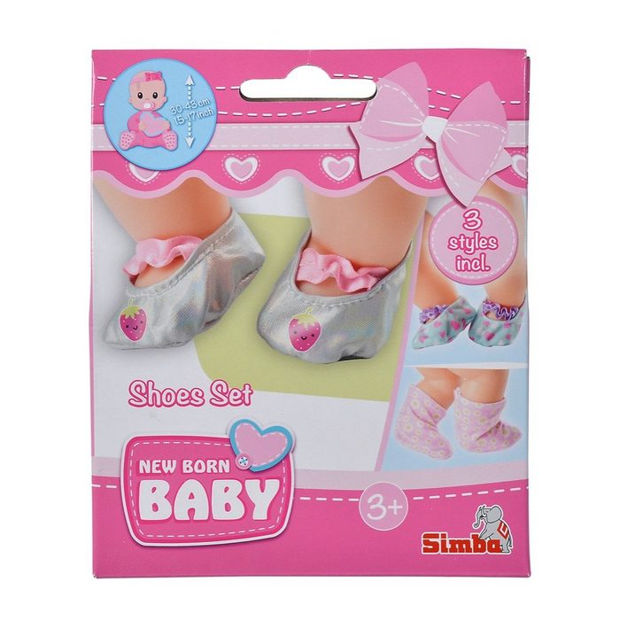 SIMBA Babypuppe New Born Baby Schuhset (3 Paar) für alle Puppen 30 - 43 cm 105560017