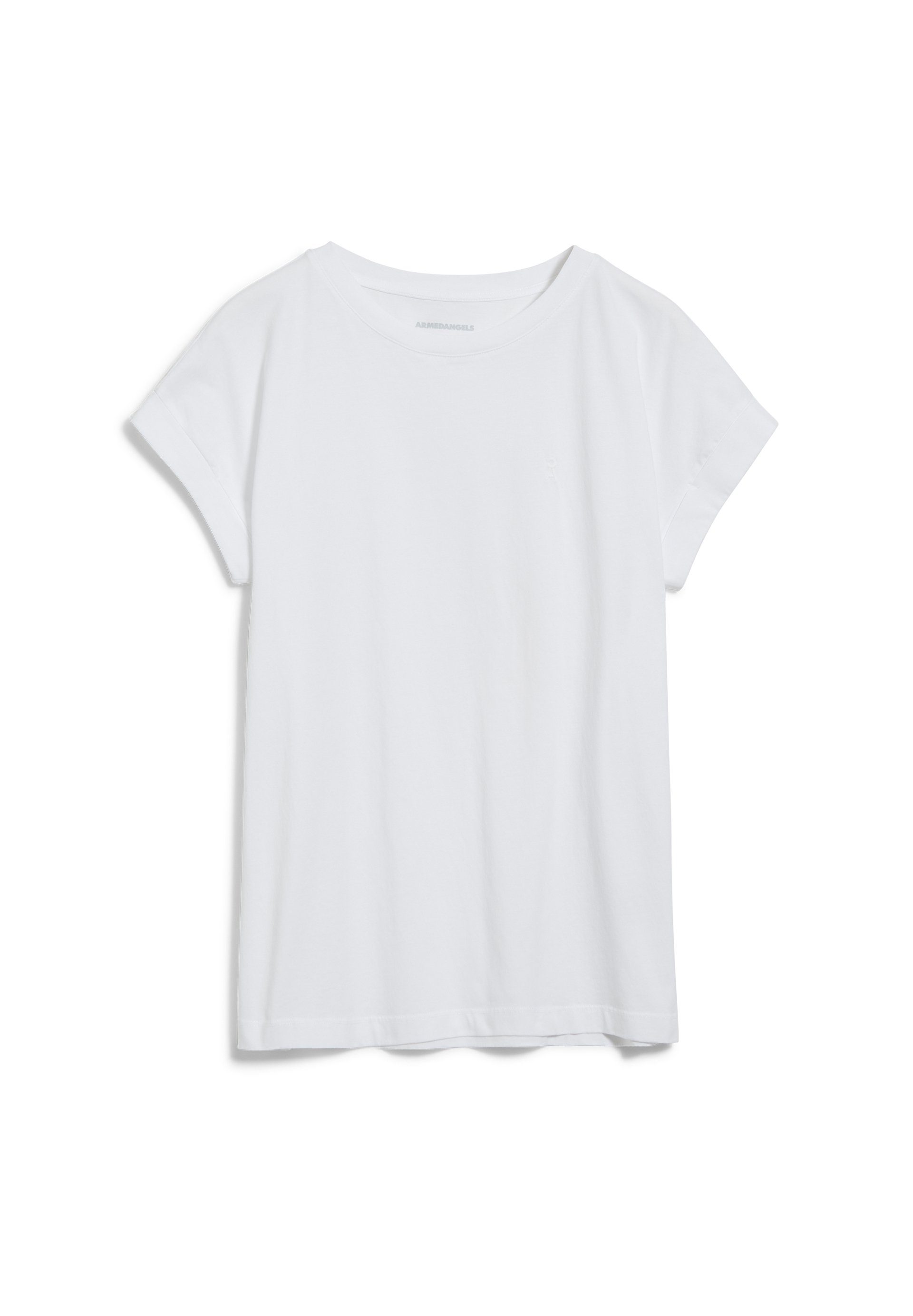Details (1-tlg) aus Bio-Baumwolle white IDAARA Loose T-Shirt T-Shirt Fit Keine Armedangels Damen