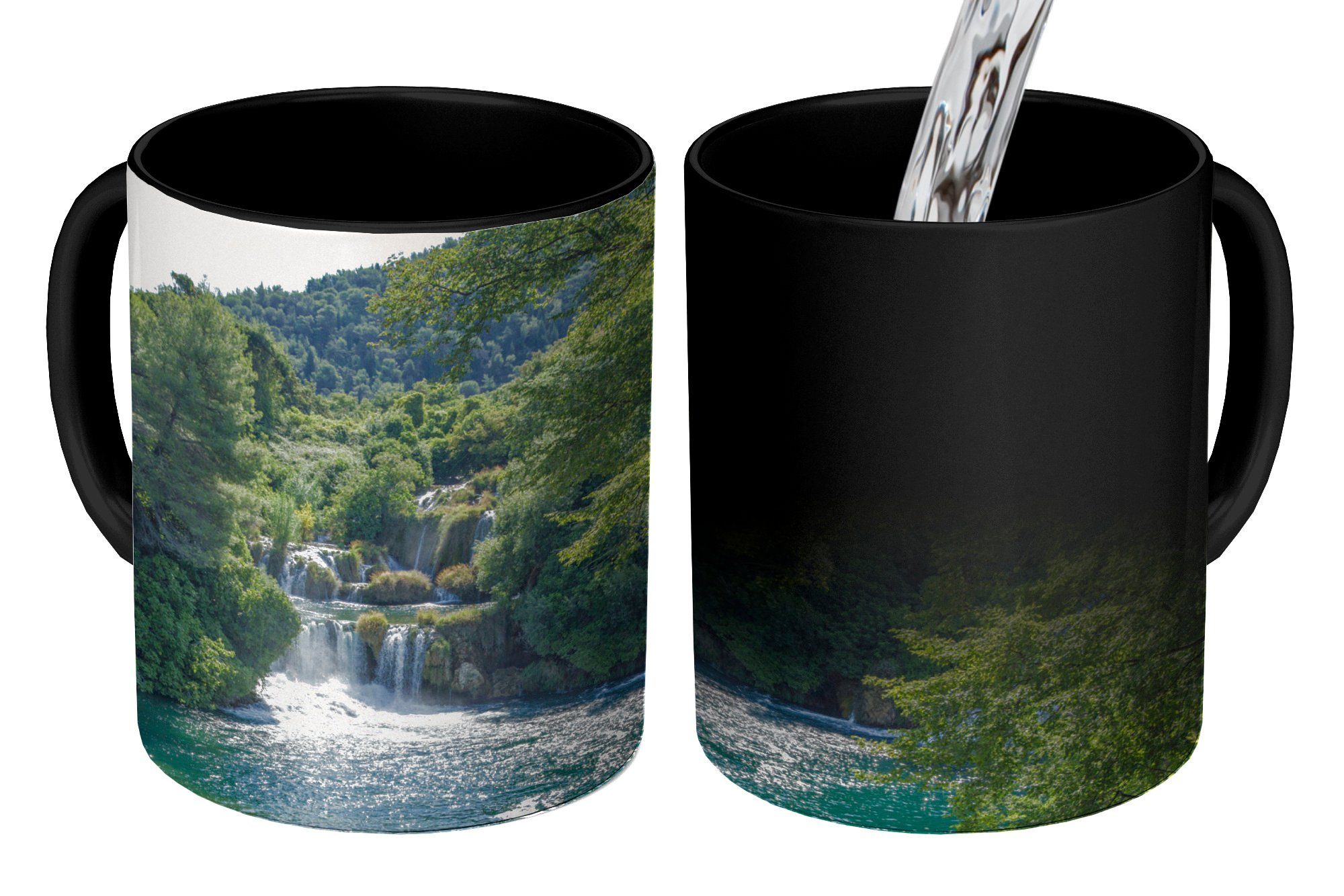 MuchoWow Tasse in Geschenk Kaffeetassen, im Keramik, Zaubertasse, Kroatien, Wasserfälle Farbwechsel, Krka-Nationalpark Teetasse