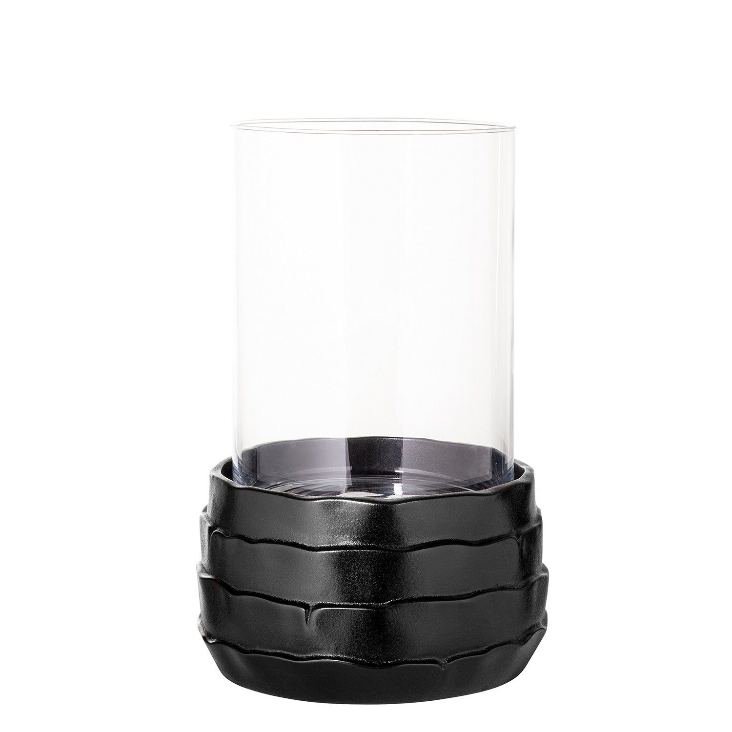 Windlicht schwarz x Windlicht - 25cm - COCON Glas), Ø H.34cm Glas - Fink (Keramikbasis outdoorgeeignet nicht - Keramik +