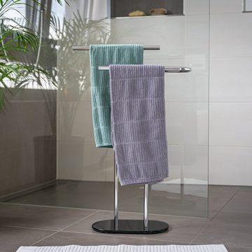 bremermann Handtuchhalter Stand-Handtuchhalter freistehend, 2 Stangen, Handtuchständer, schwarz