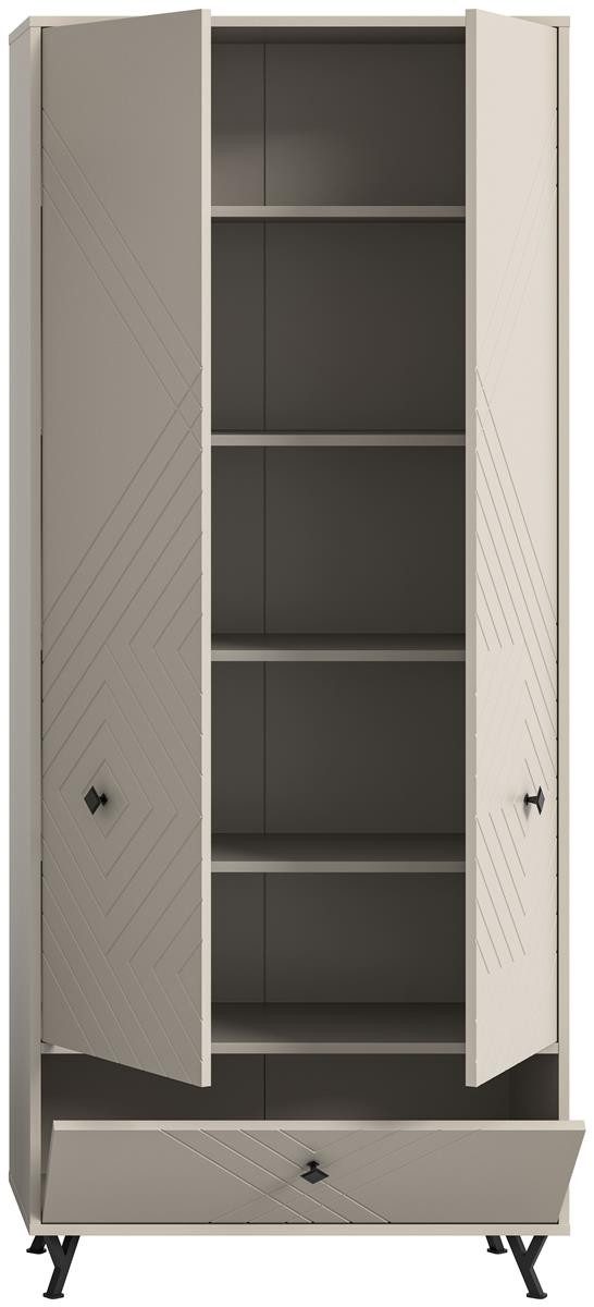möbelvita Garderobenschrank Memo Garderobenschrank B/H/T 80x190x35 in sandbeige Front mit gefrästen Ornamenten