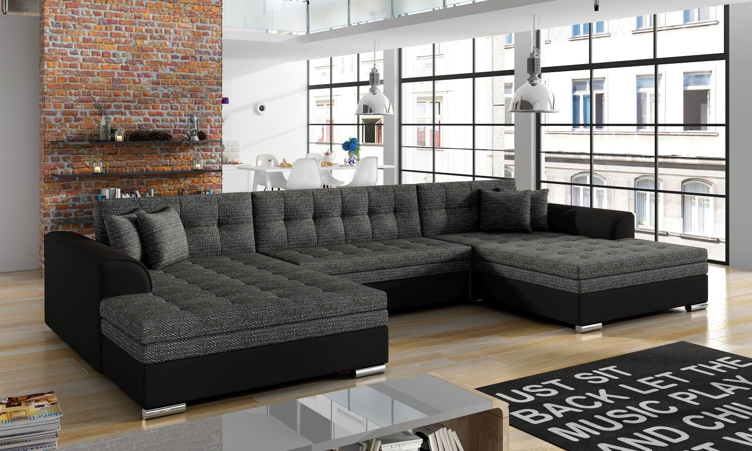 02/Soft in Bettfunktion mit Berlin Schlaffunktion XXL-Sofa Vera Wohnlandschaft U-Form, Lukas Möbel 11 Wohnlandschaft mit