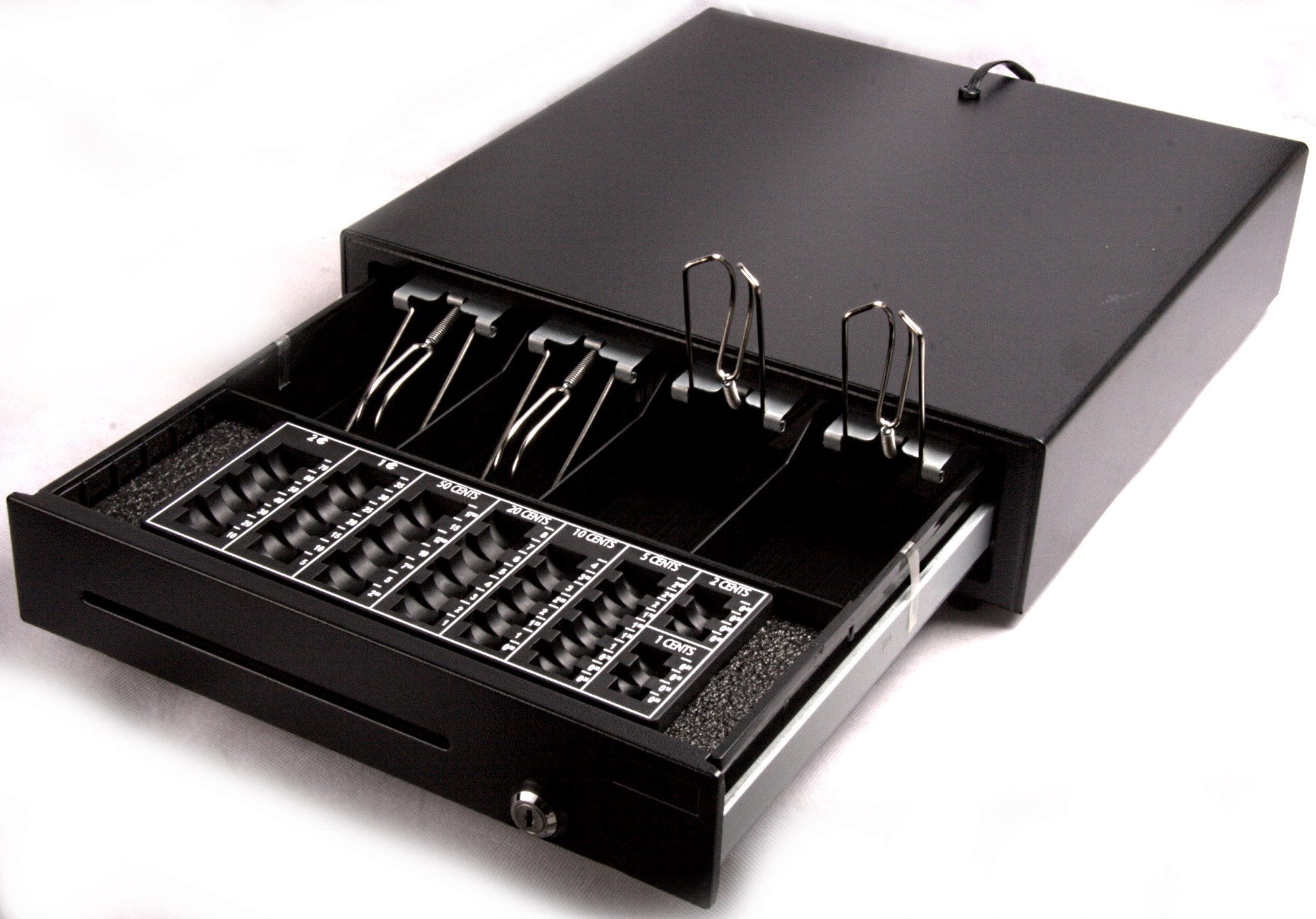 BlitzKasse Geldkassette Kassenlade iQCash410MB RJ11 41x41x10 Münzbrett Untertischhalterung