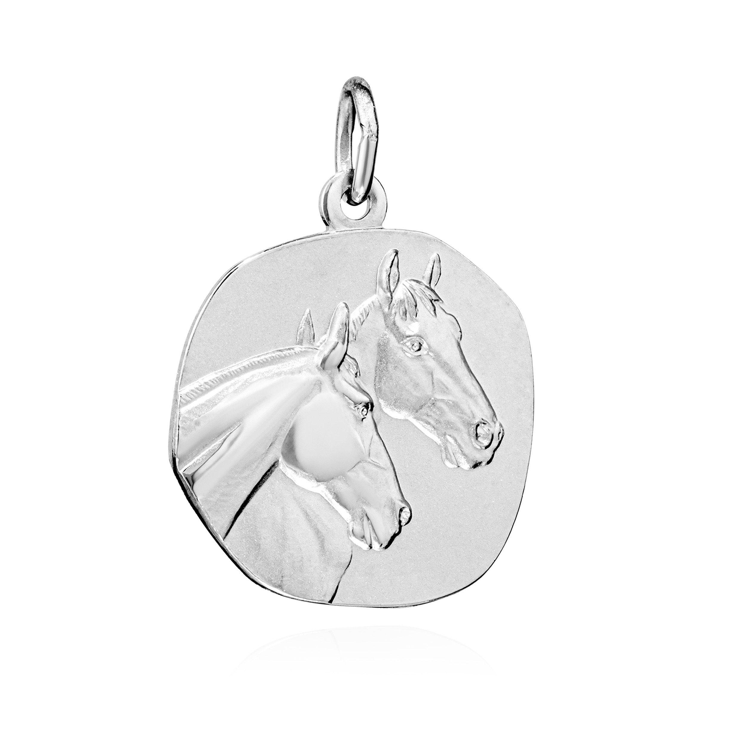 NKlaus Kettenanhänger 16mm Kettenanhänger Pferdeköpfe 925 Silber anlaufgeschützt glanz-matt | Kettenanhänger