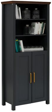 Home affaire Bücherregal Martinau, 1-tlg., Holzoptik, mit 2 Türen und 3 verstellbare Einlegeböden, Breite 75 cm