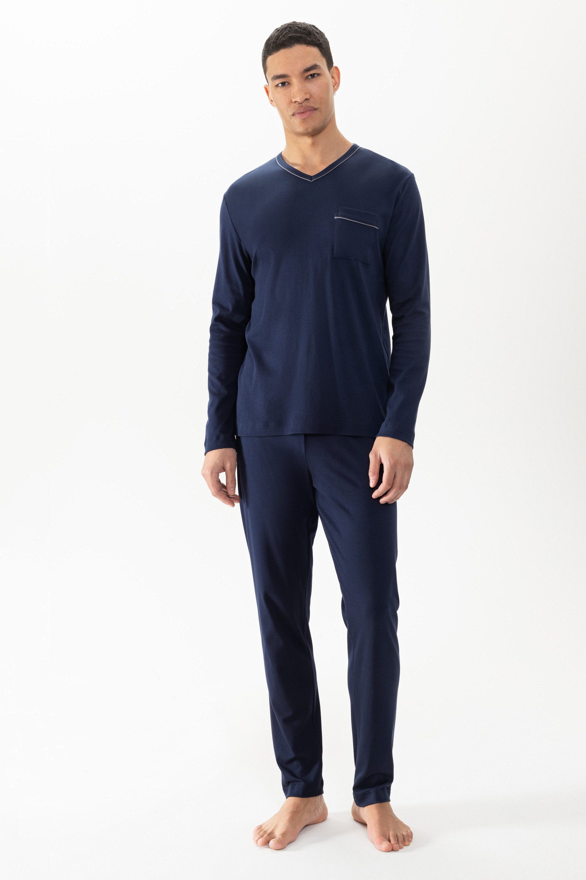 Schlafanzug Mey Herren Anzug lang Serie Pure Night Uni Pyjama
