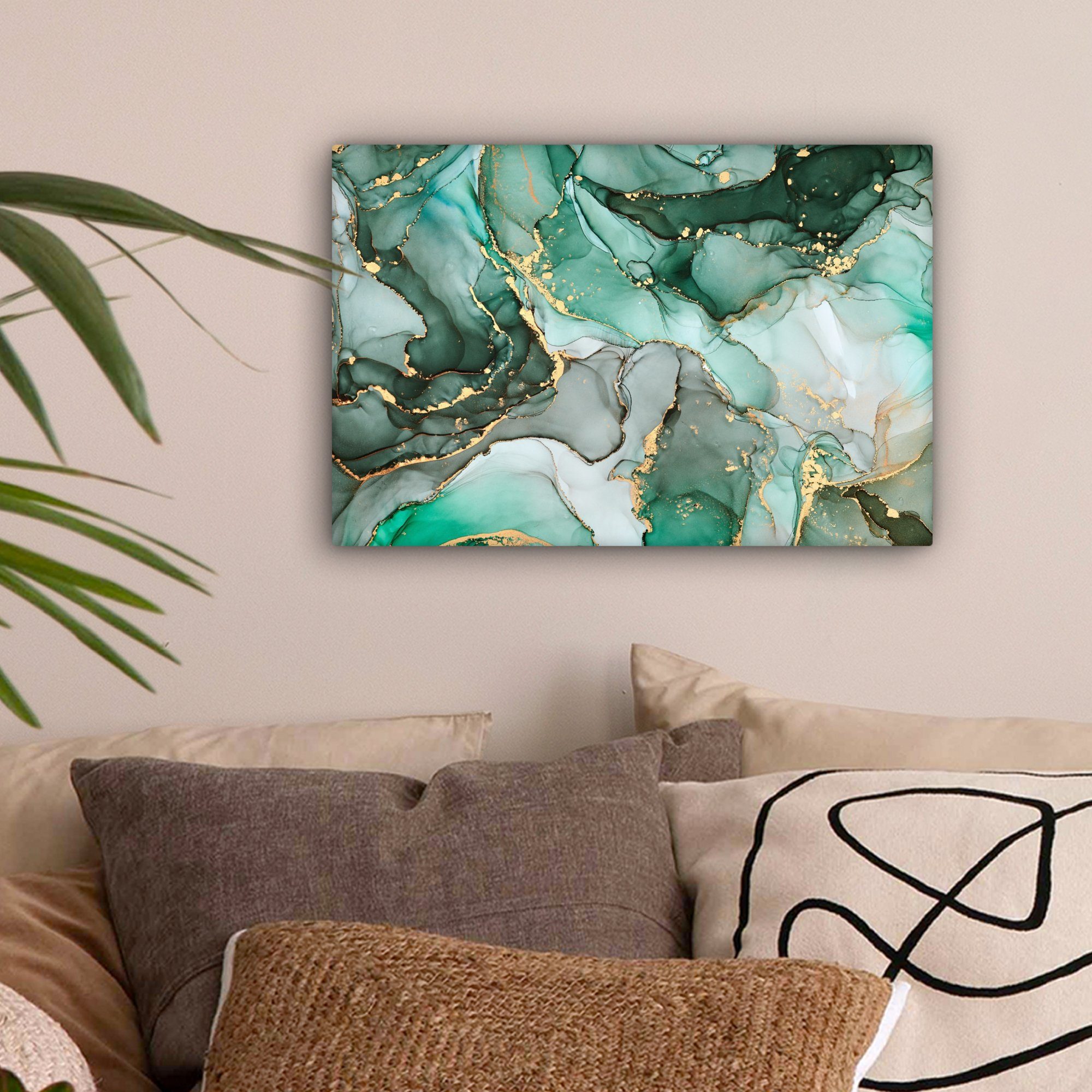 OneMillionCanvasses® Leinwandbild Gold - Marmor - Grün - Luxus - Marmoropti günstig online kaufen