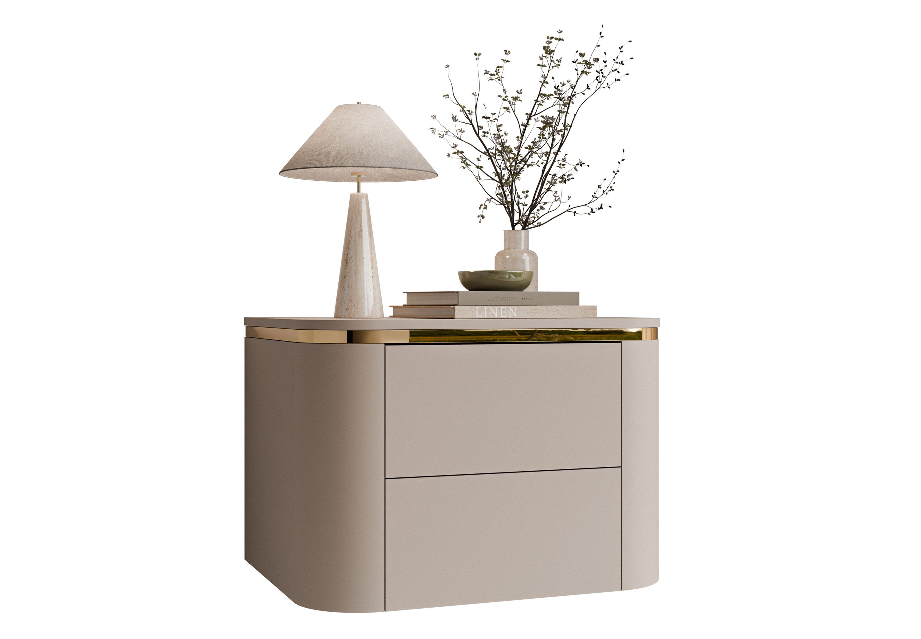 Lookway Nachttisch AVELINE Hängender Nachttisch in Kaschmir mit goldenem Akzent, Breite: 50 cm