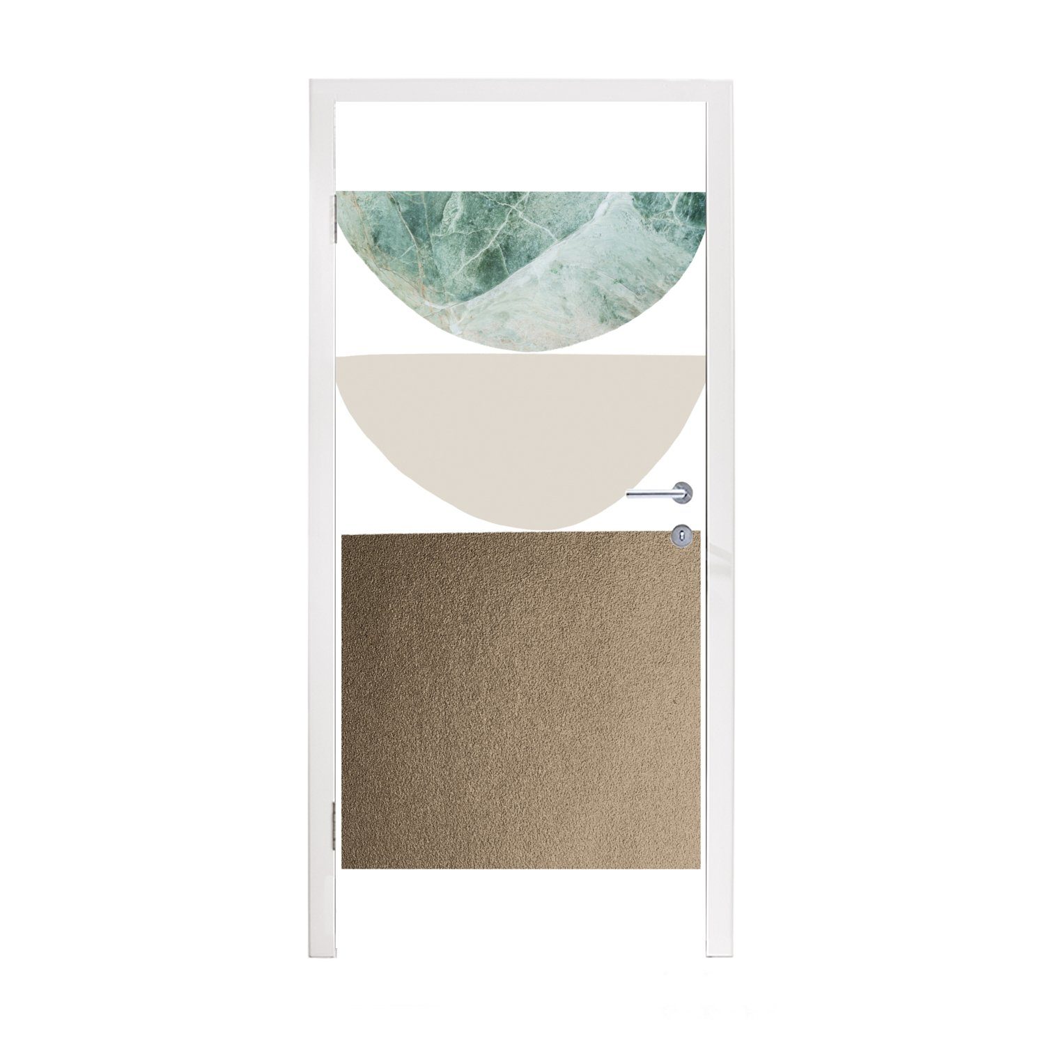MuchoWow Türtapete Geometrische Formen - Minimalismus - Pastell, Matt, bedruckt, (1 St), Fototapete für Tür, Türaufkleber, 75x205 cm