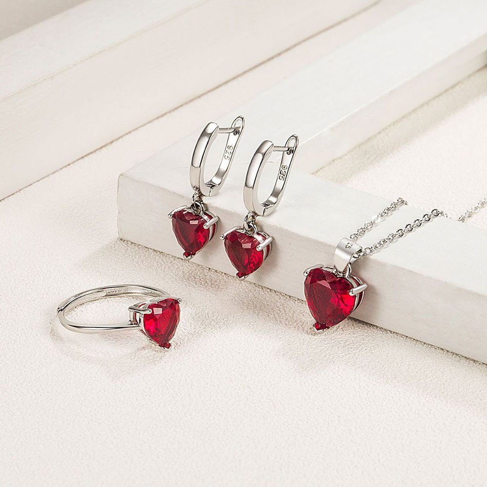 suit Personalisiertes white diamond Ohrring-Set Blusmart Zirkon-Halsketten-Ohrring-Set, Herzförmiges