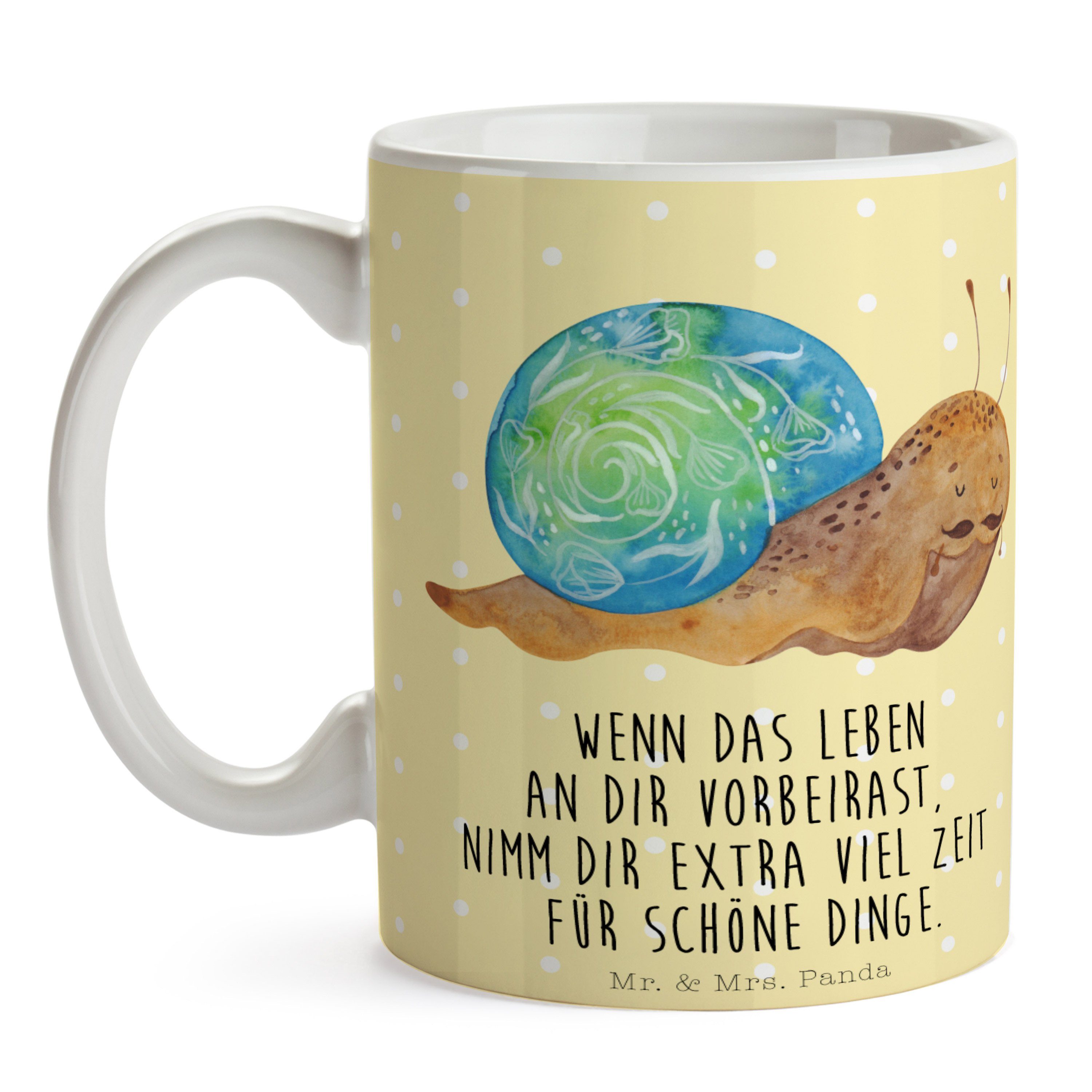 lustige Tiermotiv, Mrs. Gelb Keramik Sprüche, Sir Panda Pastell & Geschenk, - Mr. Tasse - Schneckalot