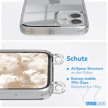 EAZY CASE Handykette Boho Umhängeband für Apple iPhone 12 Mini 5,4 Zoll, dünner Riemen Silikon Hülle zum Umhängen Umhängetasche schmal Etui Rot