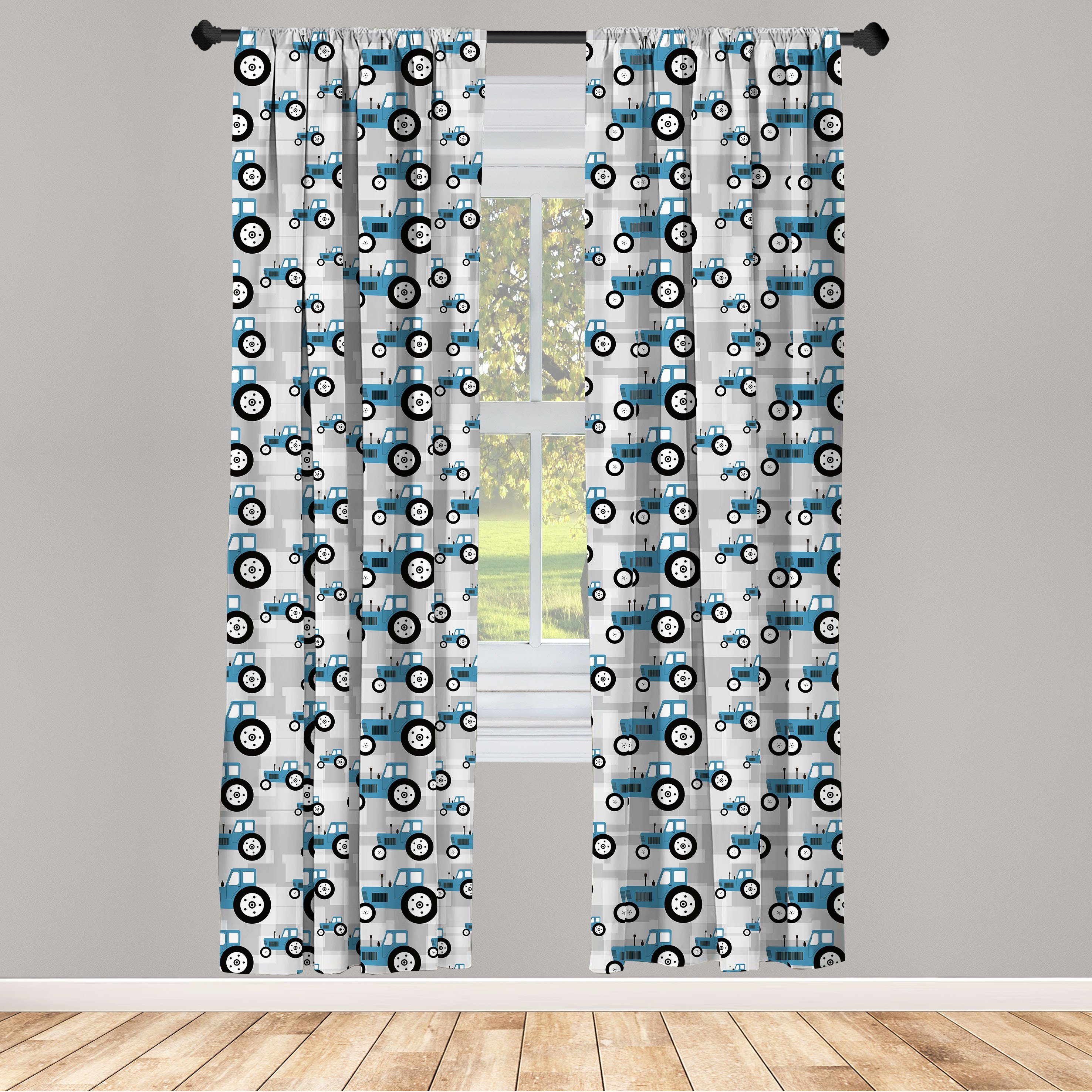 Gardine Vorhang für Wohnzimmer Schlafzimmer Dekor, Abakuhaus, Microfaser, Bauernhof Traktor LKW Ernte Kunst | Fertiggardinen