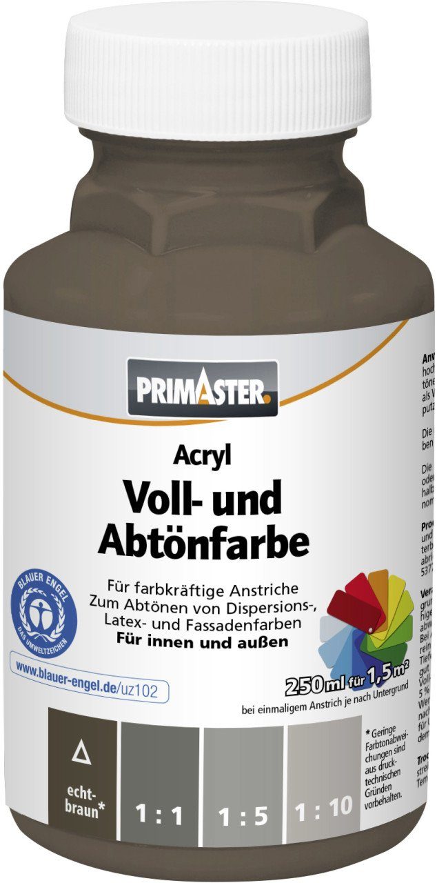 Primaster Vollton- ml und Primaster Abtönfarbe Abtönfarbe 250 Voll- echtbraun und