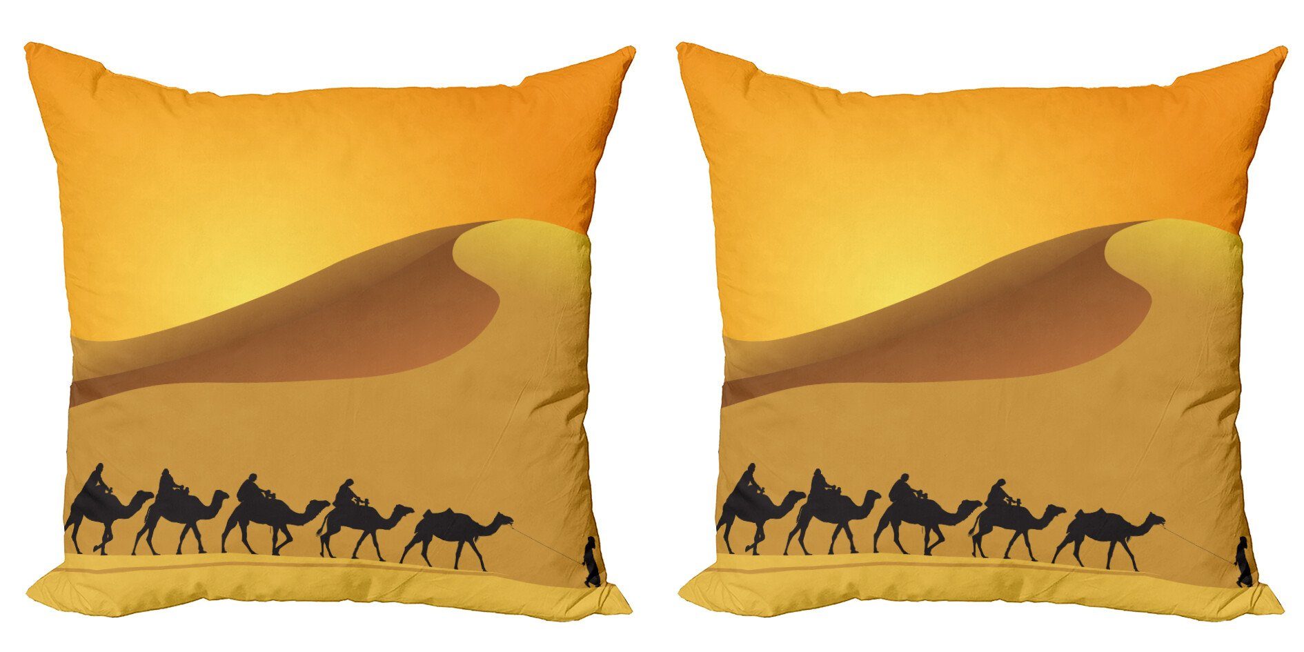 Kissenbezüge Modern Accent Doppelseitiger Digitaldruck, Abakuhaus (2  Stück), Düne Kamel-Wohnwagen Sahara-Wüste