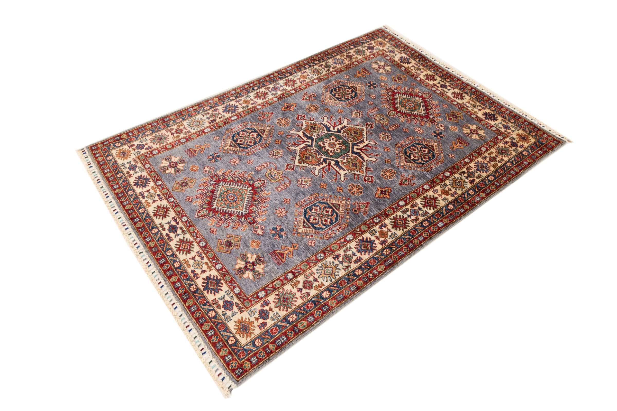 Nain Trading Orientteppich Super Kazak 153x217 Handgeknüpfter Orientteppich, rechteckig, Höhe: 6 mm