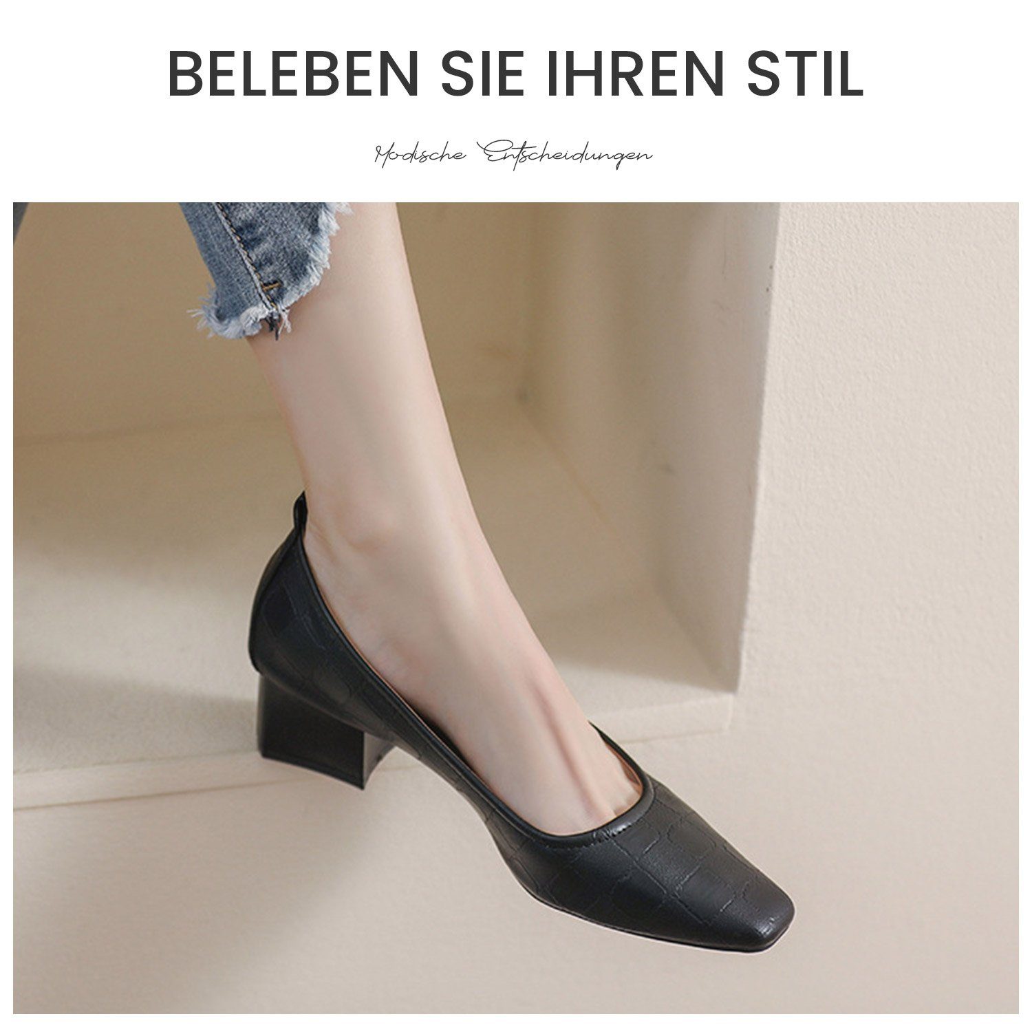 Bequeme Daisred Damenschuhe Walkingschuh Schwarz Freizeitschuhe Blockabsatz