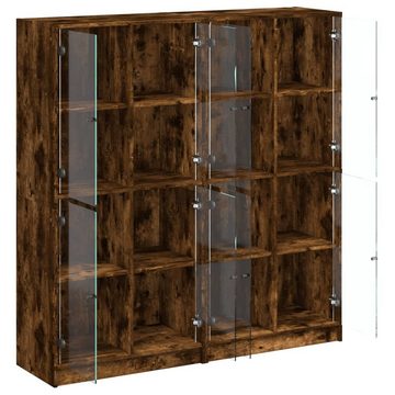 vidaXL Bücherregal Bücherschrank mit Türen Räuchereiche 136x37x142cm Holzwerkstoff, 1-tlg.